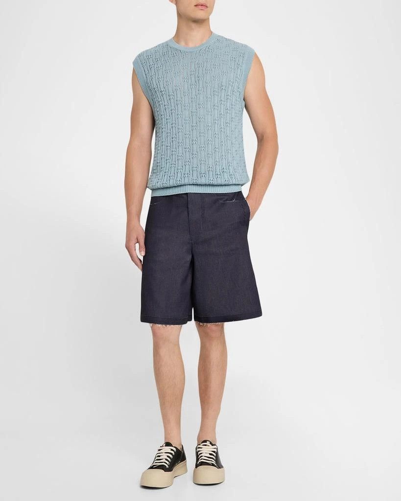 Marni o1w1db10526 Men's Cotton Openwork Crochet Knit Vest in Blue Size US S / EU 44-46 / 1 - 2 Thumbnail