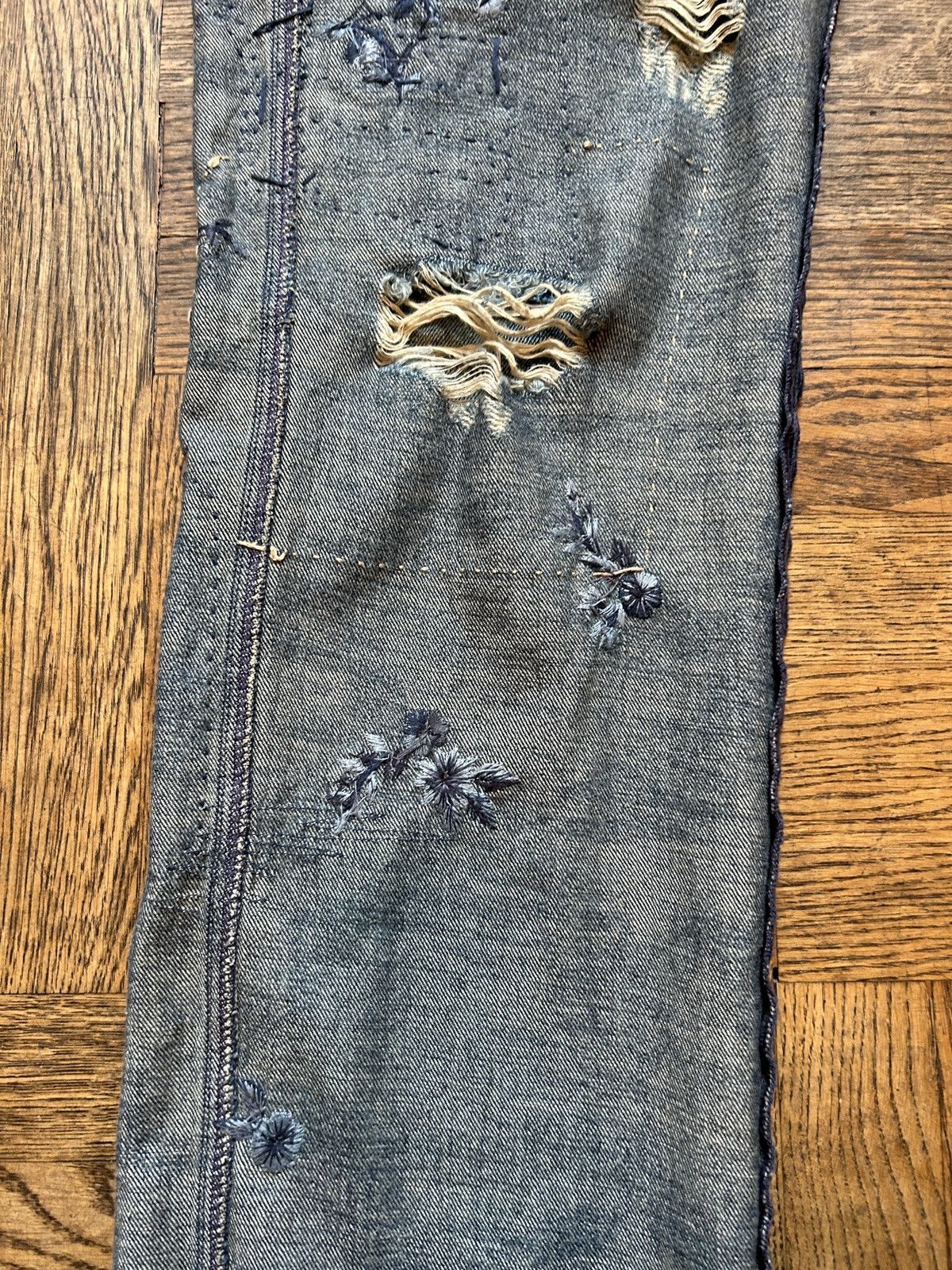 Ralph Lauren Purple Label Runway Tie-Dyed Hand Embroidered and Beaded Boro Jeans Size US 30 / EU 46 - 17 Thumbnail