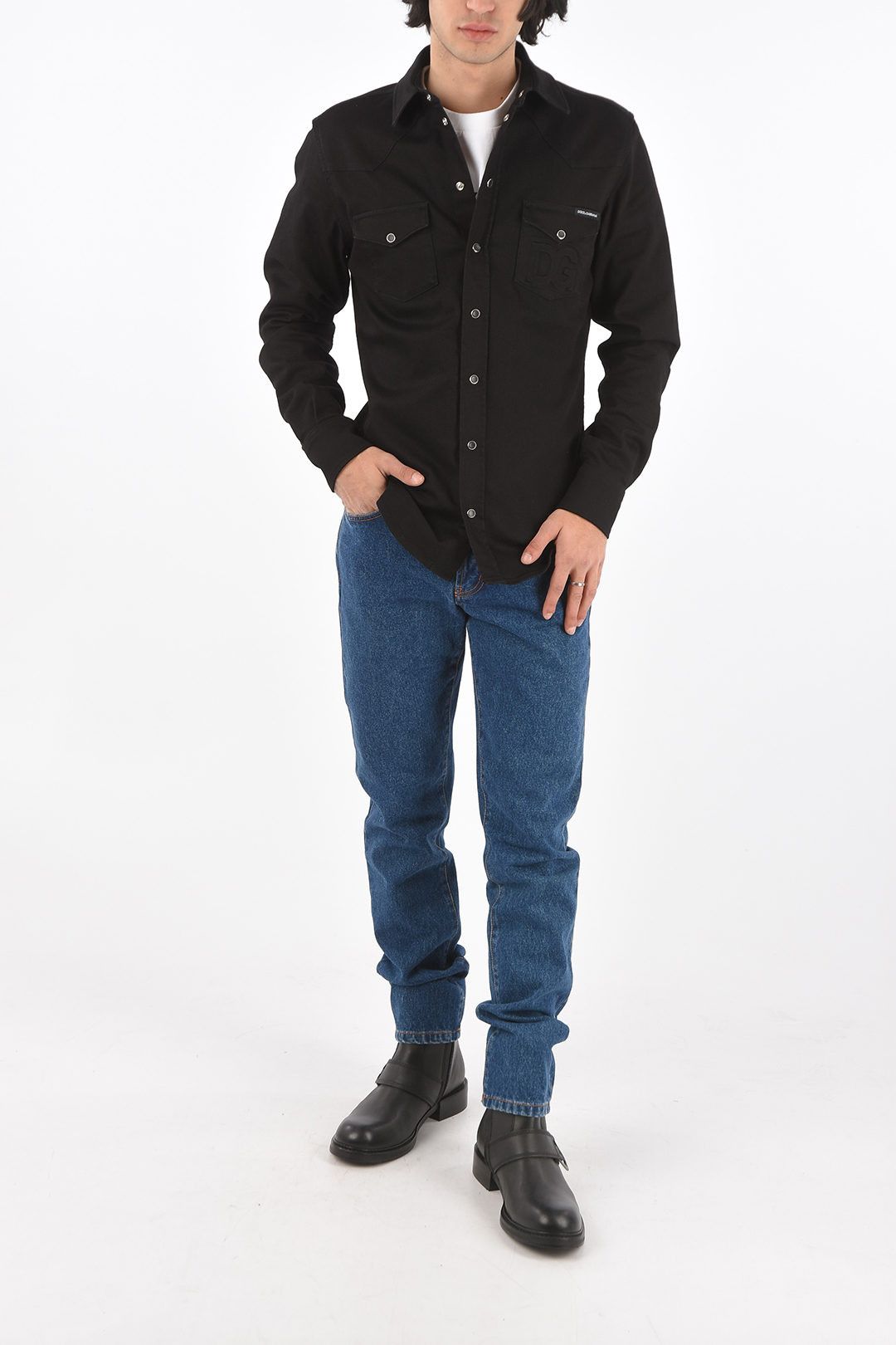 Dolce & Gabbana o1y0125 Denim Shirt in Black Size US XXS / EU 40 - 4 Thumbnail