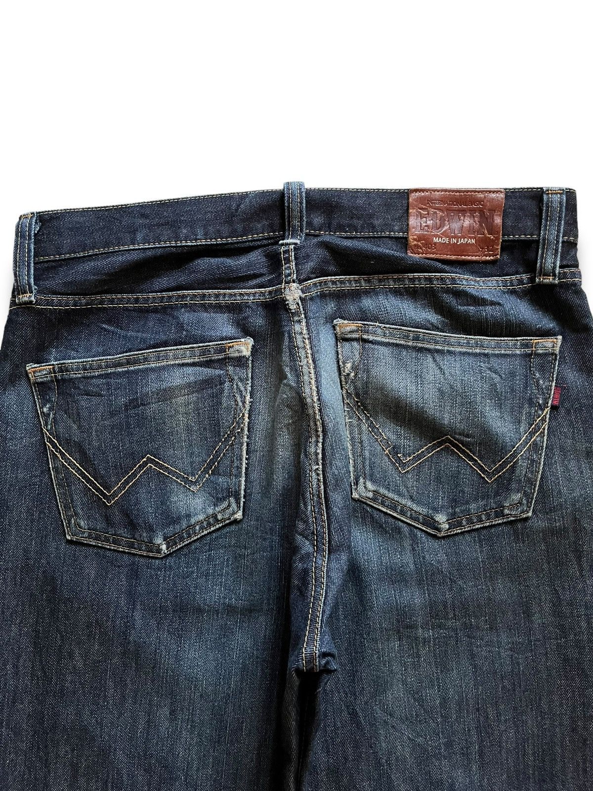 Edwin Vintage Japan Edwin 403 Indigo Distressed Loose Jeans Size US 34 / EU 50 - 8 Thumbnail
