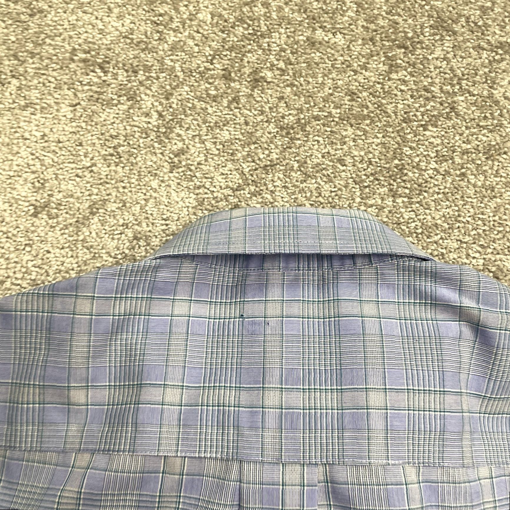 Jos. A. Bank Jos. A. Bank Traveller Tailored Fit Dress Shirt Men L Blue Plaid Cotton Work Shirt Size 42R - 4 Thumbnail