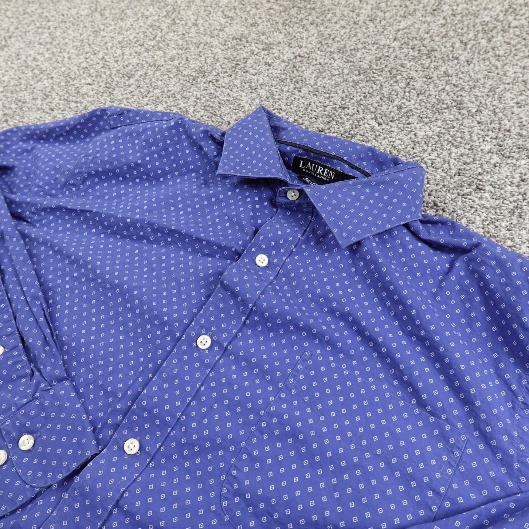 Ralph Lauren Ralph Lauren Shirt Mens 18 34/35 Blue Geometric Argyle Slim Fit Dress Button Up Shirt Size 48R - 2 Thumbnail