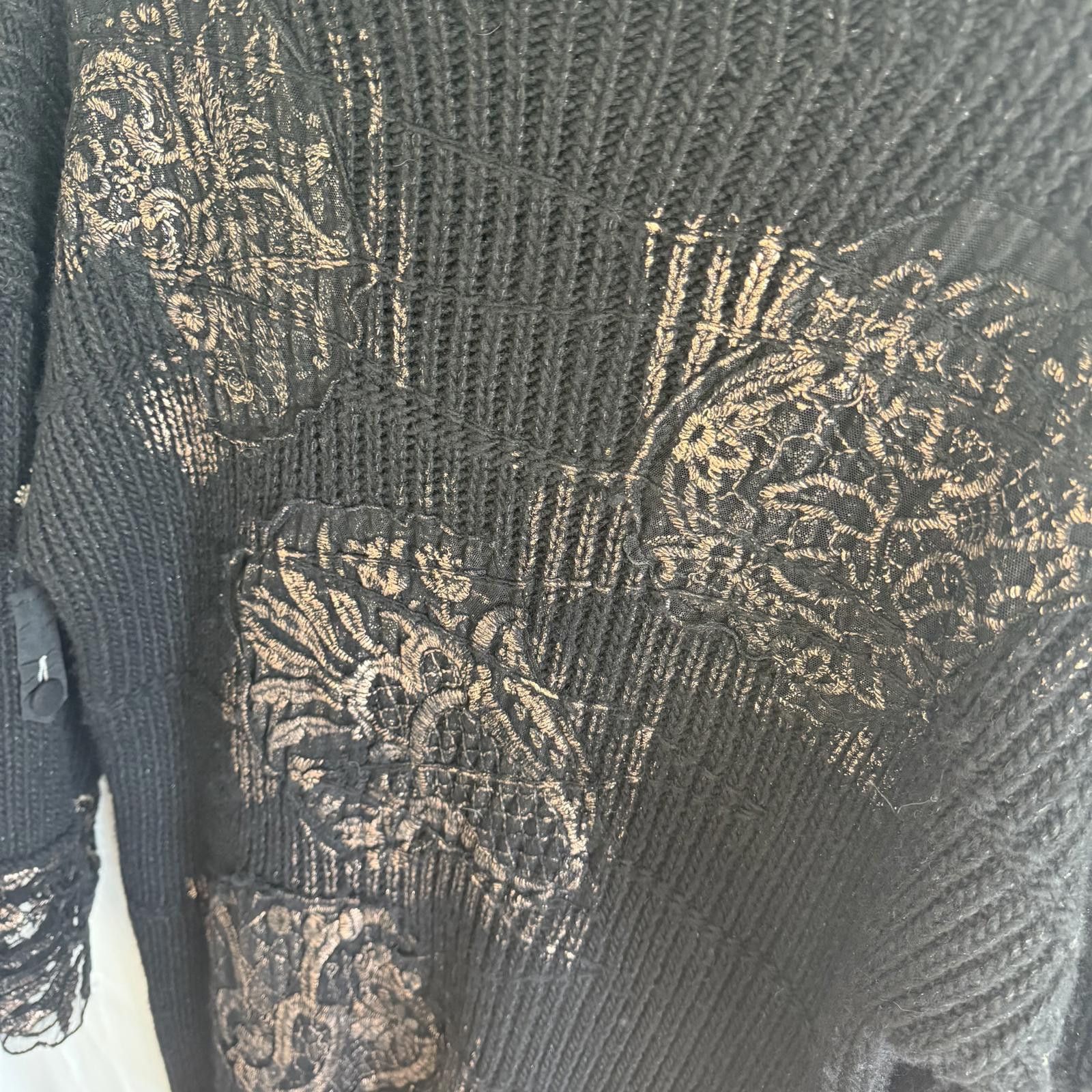 Other Elisa Cavaletti RARE - Black Lace Cuff Wool Blend Sweater Size M / US 6-8 / IT 42-44 - 6 Thumbnail
