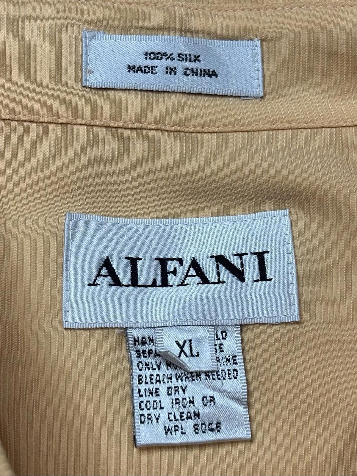Alfani VTG Alfani Silk Shirt Mens XL Short Sleeve Button Up Orange Size US XL / EU 56 / 4 - 2 Thumbnail