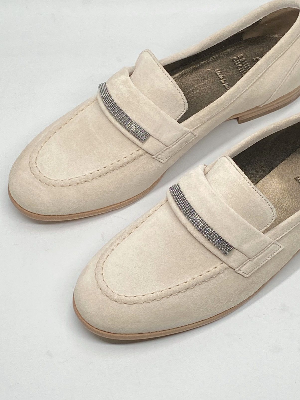 Brunello Cucinelli Embellished Suede Leather Loafers size 37