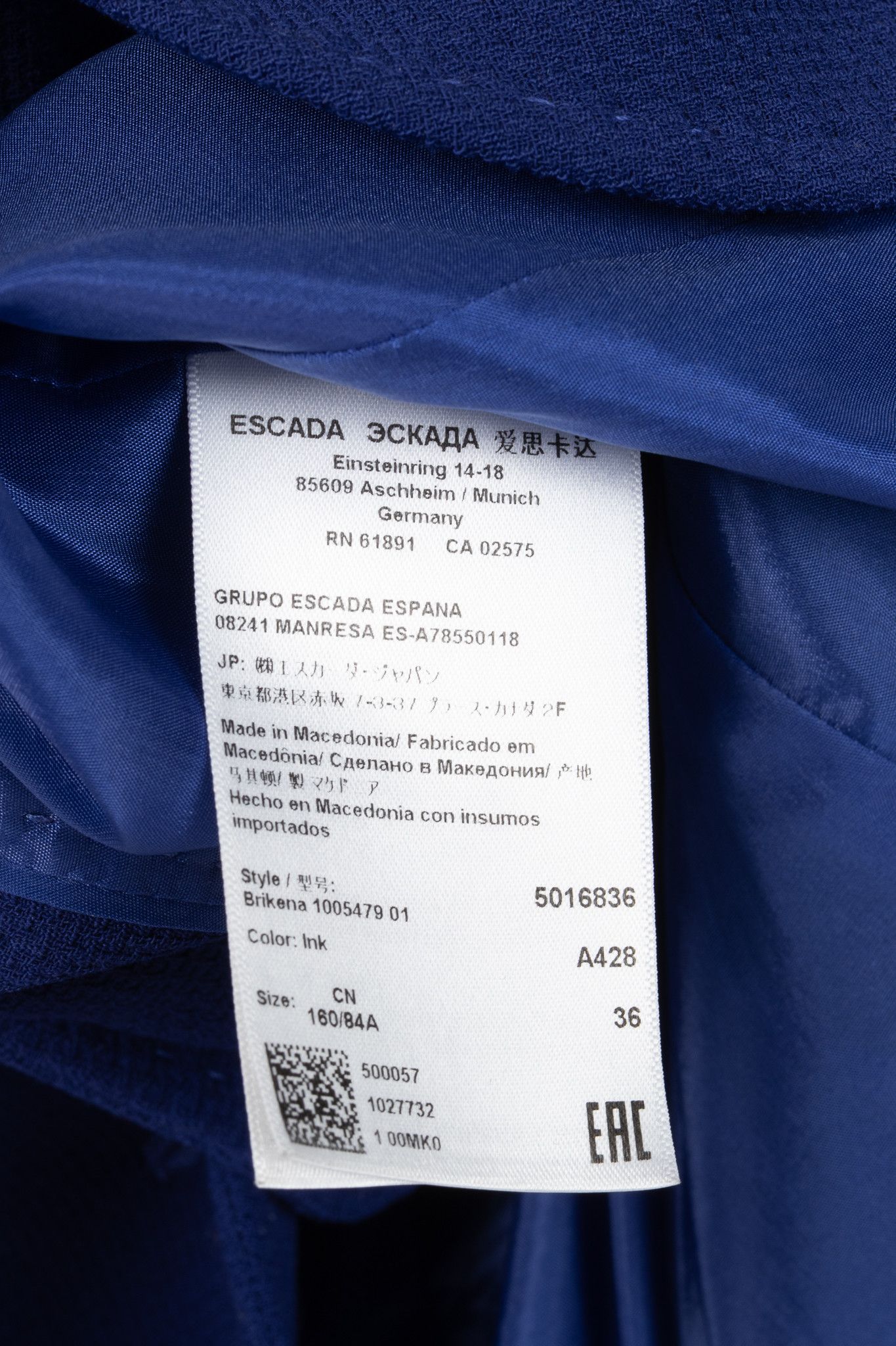 Escada Escada Brikena Ink Wool-Pique Blazer Size S / US 4 / IT 40 - 9 Thumbnail