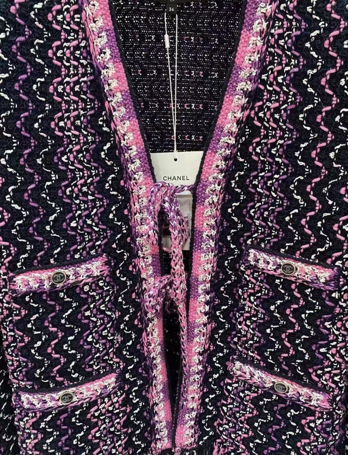 Chanel Chanel F34 Classic Fringe Colorful Woven Knit Cardigan J33 Size XXS / US 00 / IT 34 - 3 Thumbnail