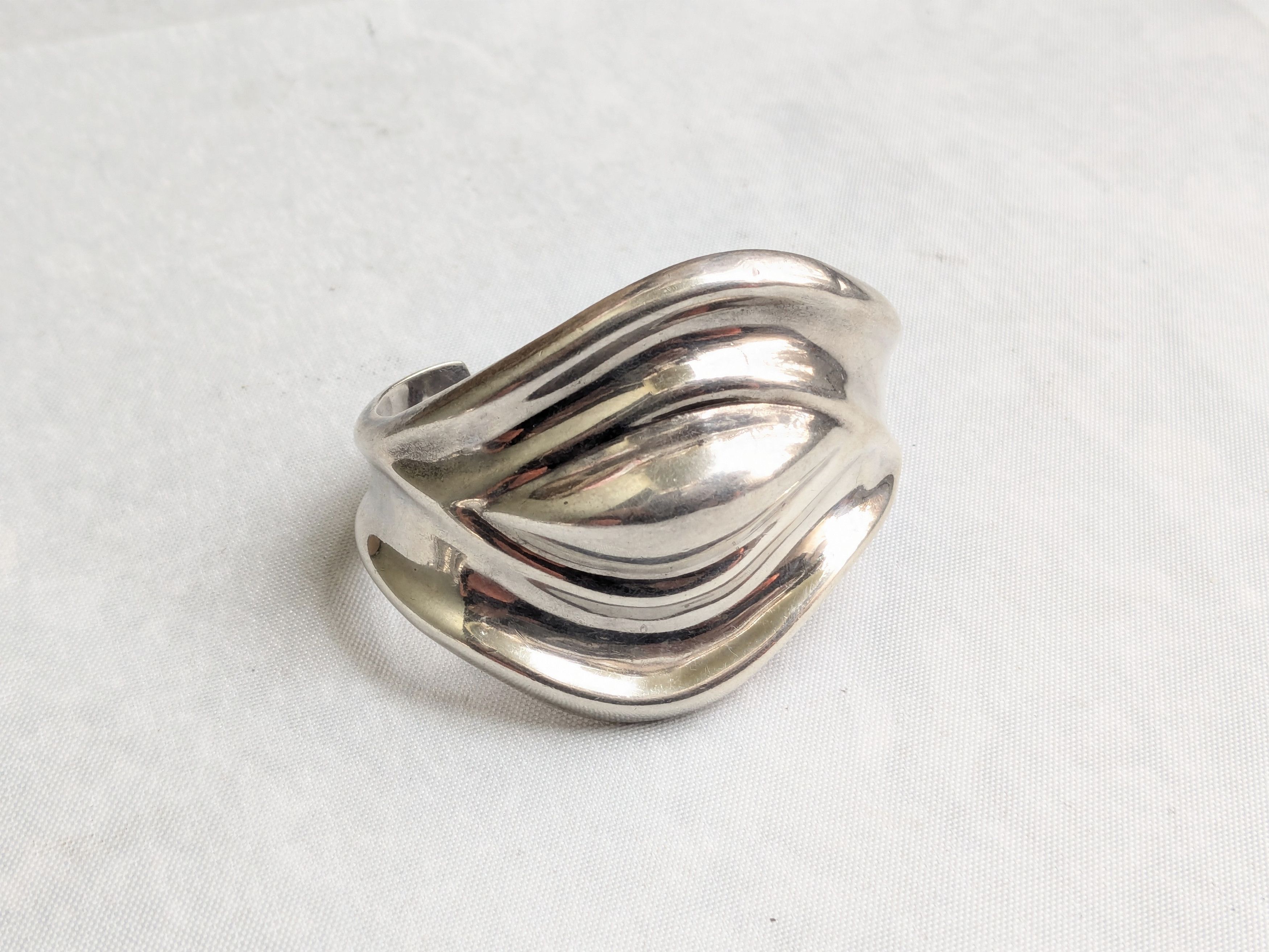 Jewelry Vintage Taxco Sterling Silver Cuff Bracelet Abstract Modern Size ONE SIZE - 1 Thumbnail