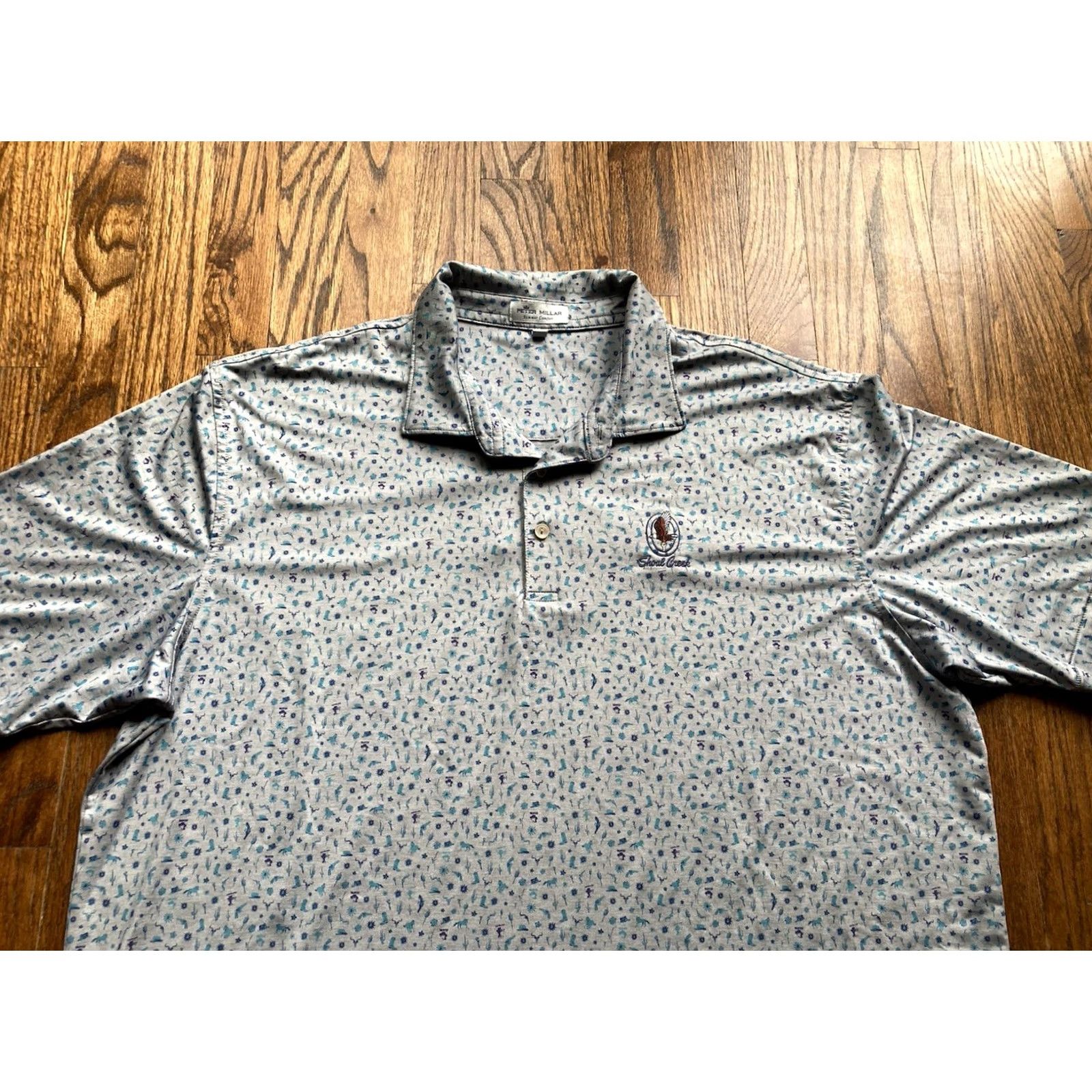 Peter Millar Peter Millar Summer Comfort Polo Mens XL Shoal Creek Western Cowboy AOP Golf Gray Shirt Mens XL Size US XL / EU 56 / 4 - 3 Thumbnail