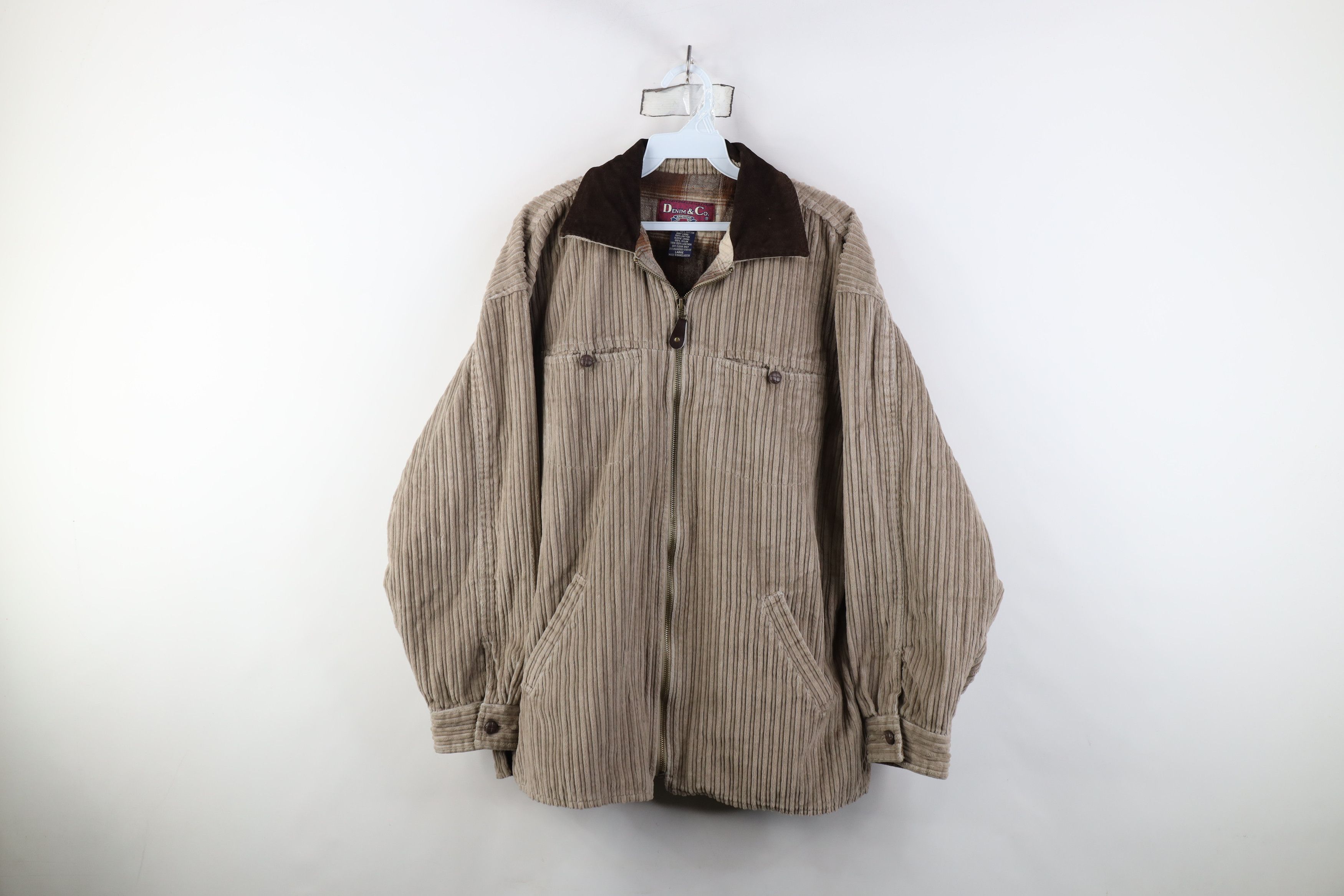 Vintage 90s Streetwear Suede Leather Collar Corduroy Jacket