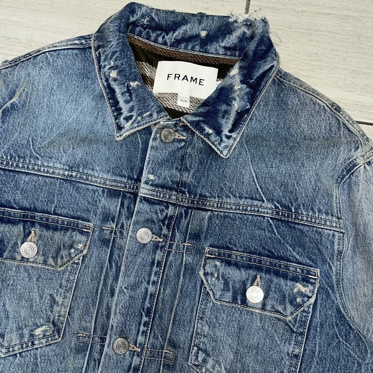 Frame Frame Type 2 Distressed Denim Jacket Blanket Lined Size US S / EU 44-46 / 1 - 6 Thumbnail