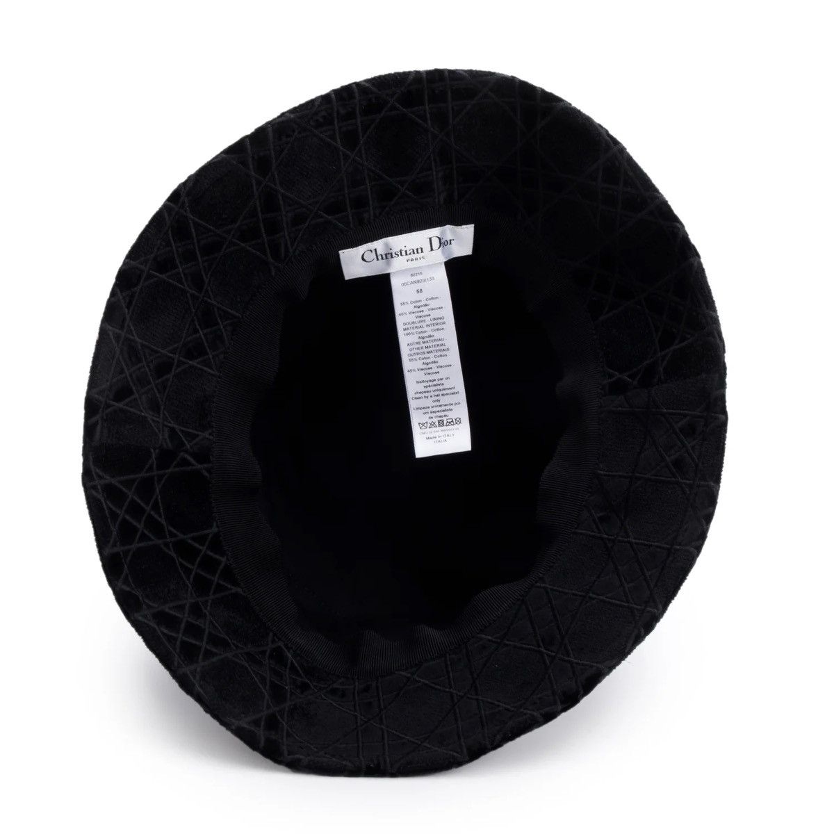 Dior CHRISTIAN DIOR Black Velvet Cannage Bucket Hat, Size 58 Size ONE SIZE - 2 Thumbnail