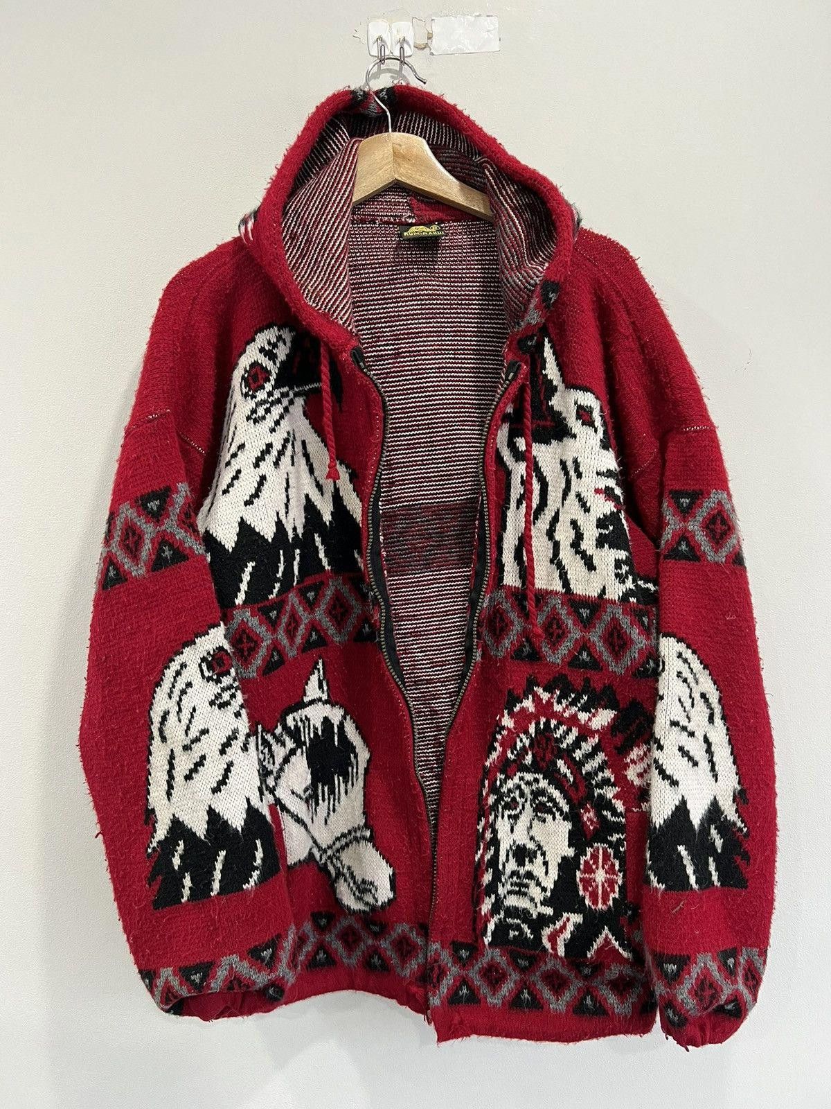 Vintage Vintage Hooded Fleece Animal wolf eagle sweater zip Size US L / EU 52-54 / 3 - 1 Thumbnail