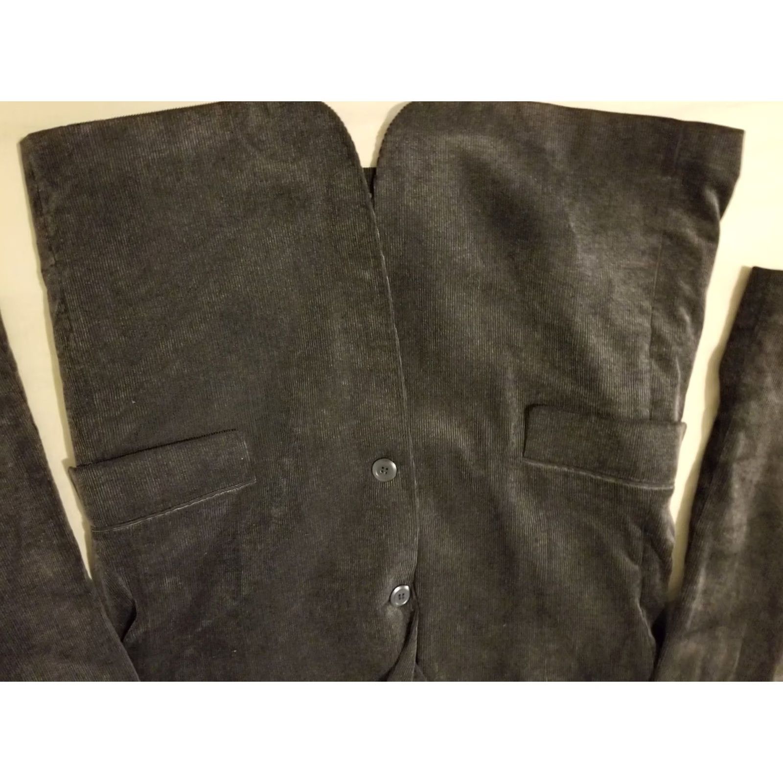 Vintage Alan Flusser Sports Jacket Blazer Cotton Black Mens 42L Corduroy Size 42R - 3 Thumbnail