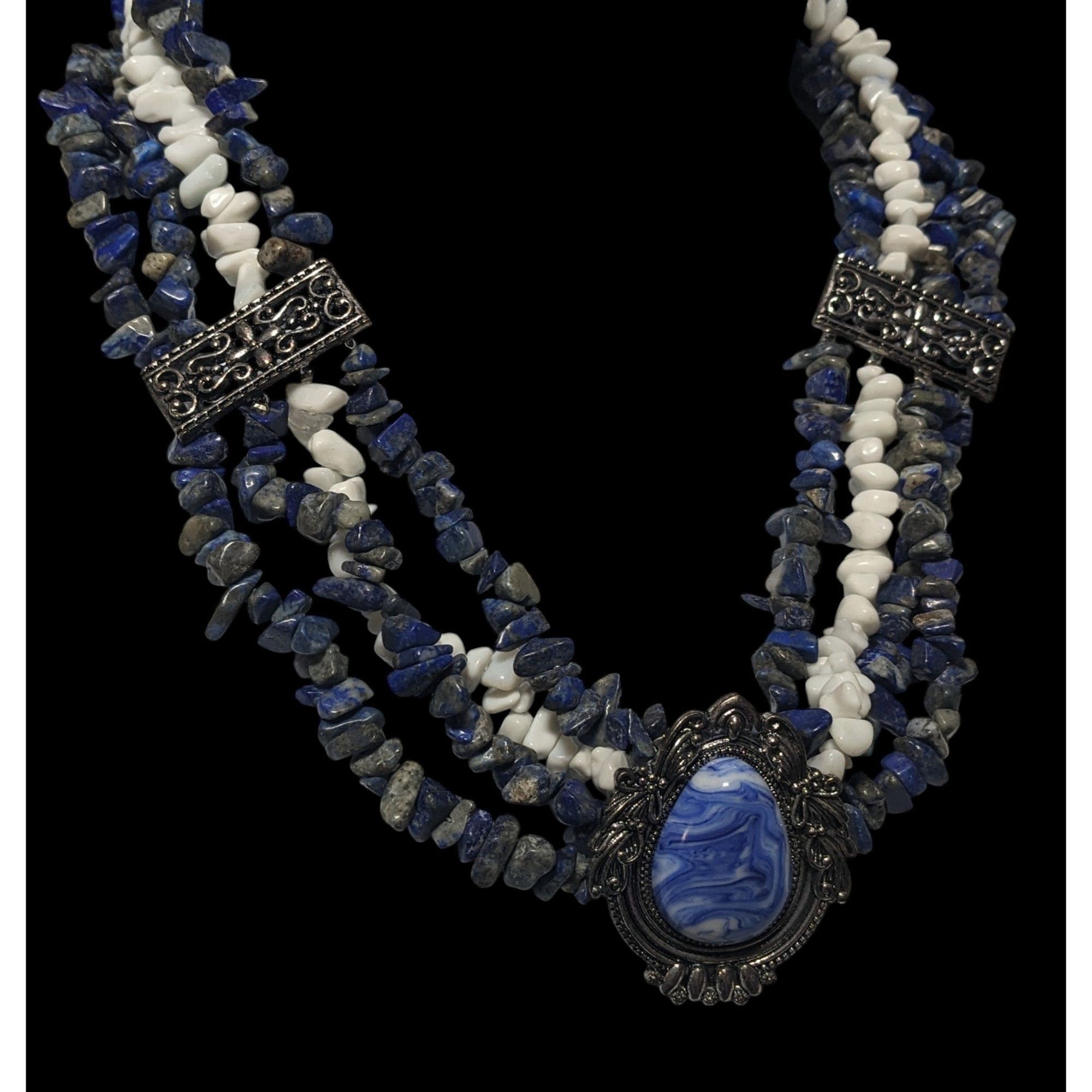 Other Vintage Novadab Blue And White Stone Chip Sodalite Chunky Ne Size ONE SIZE - 3 Thumbnail