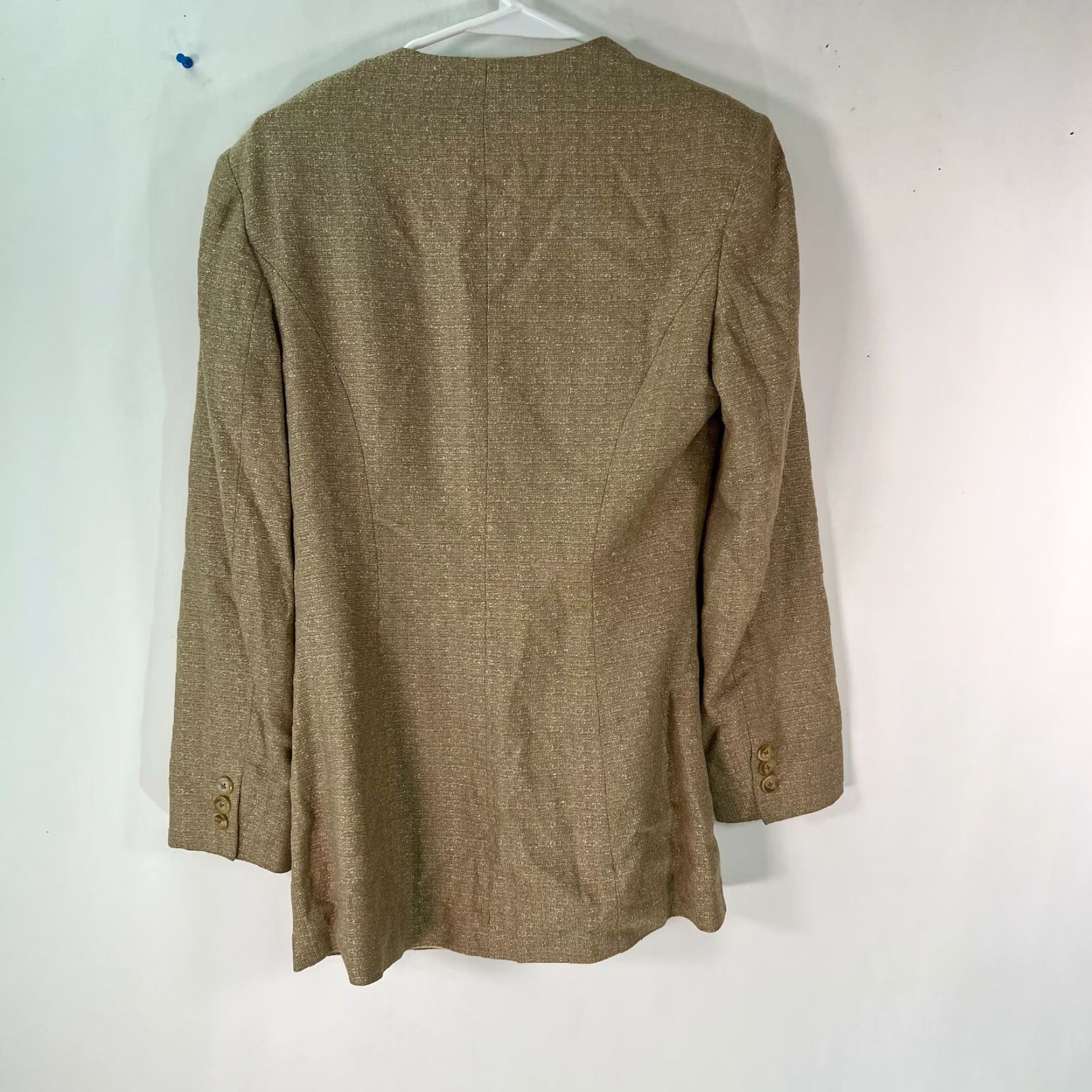 Vintage Augustus Blazer Women 6 Tan Lined One-Button Solid Classic Womens Size M / US 6-8 / IT 42-44 - 2 Thumbnail