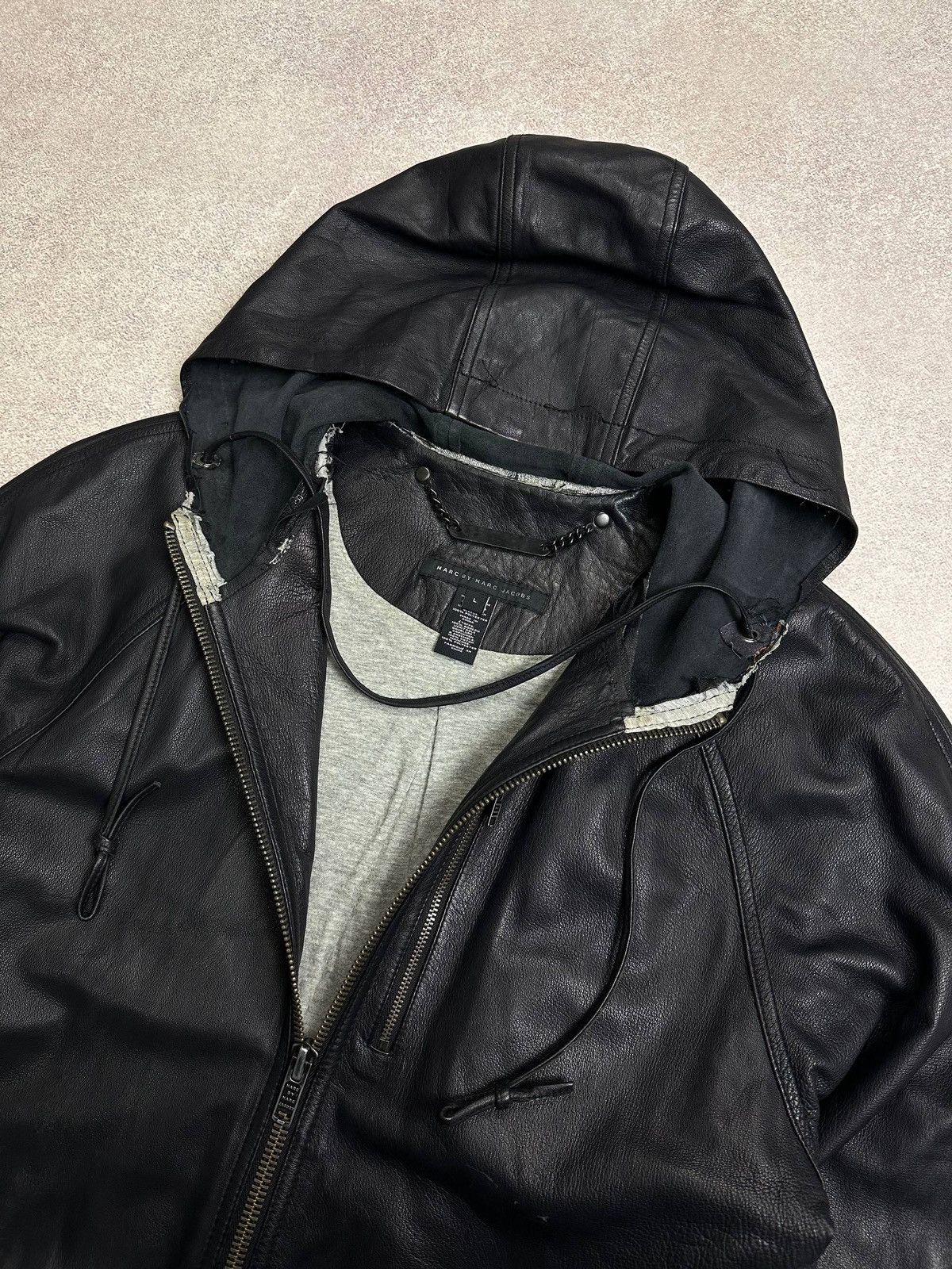 Marc Jacobs Marc by Marc Jacobs Waking Night Leather Hooded Jacket L Size US L / EU 52-54 / 3 - 9 Thumbnail