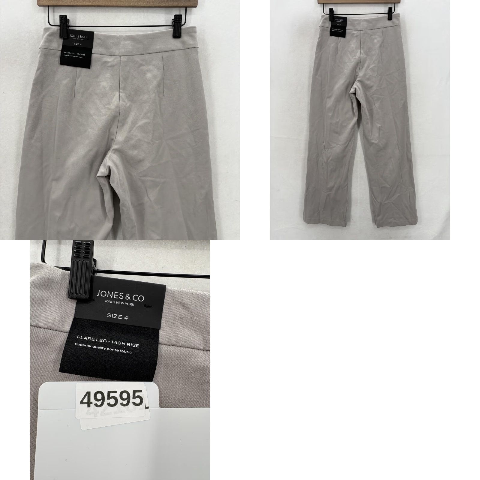 Jones New York Jones New York Flare Leg Pants Womens 4 Gray Ponte Pull On Stretch High Rise Elastic Waist Business Workwear Casual Size 27" / US 4 / IT 40 - 9 Thumbnail