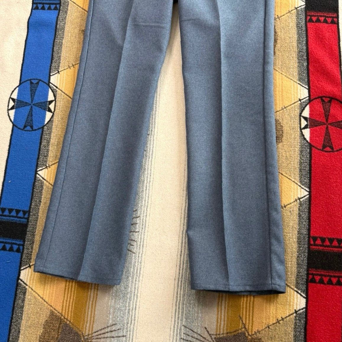 Levi's VINTAGE Levi's 10517 Black Tab Flare Pants 33x31 Mens 70s 80s Button Zip Dress Pants Solid Blue USA Made Bootcut Regular Size US 33 - 7 Thumbnail