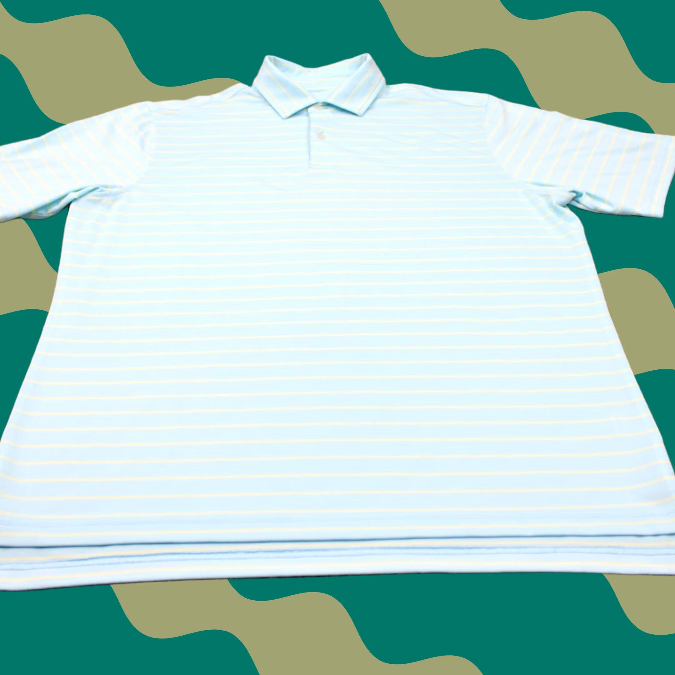 Vintage FG Tech Polo Shirt Men L Blue/Yellow Polyester Stretch Short Sleeve Pullover Size US L / EU 52-54 / 3 - 1 Thumbnail