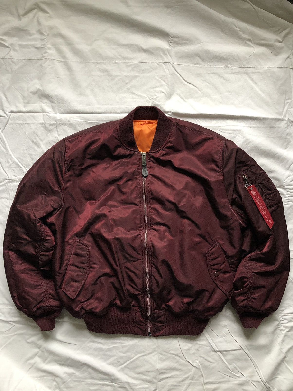 image of Alpha Industries X Bomber Jacket X Vintage in Dark Maroon, Men's (Size XL)