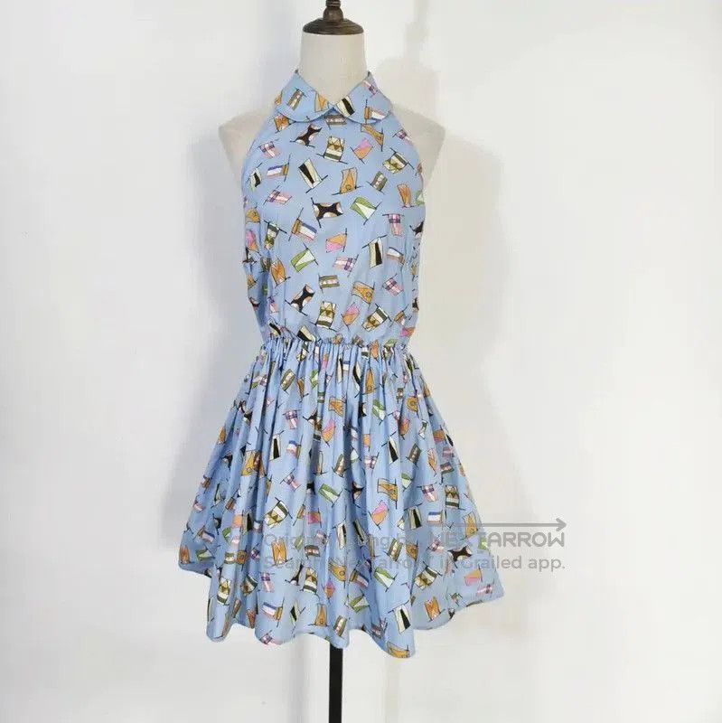 Miu Miu Miu Miu Light Blue Cotton Summer Dress . Size L / US 10 / IT 46 - 1 Thumbnail