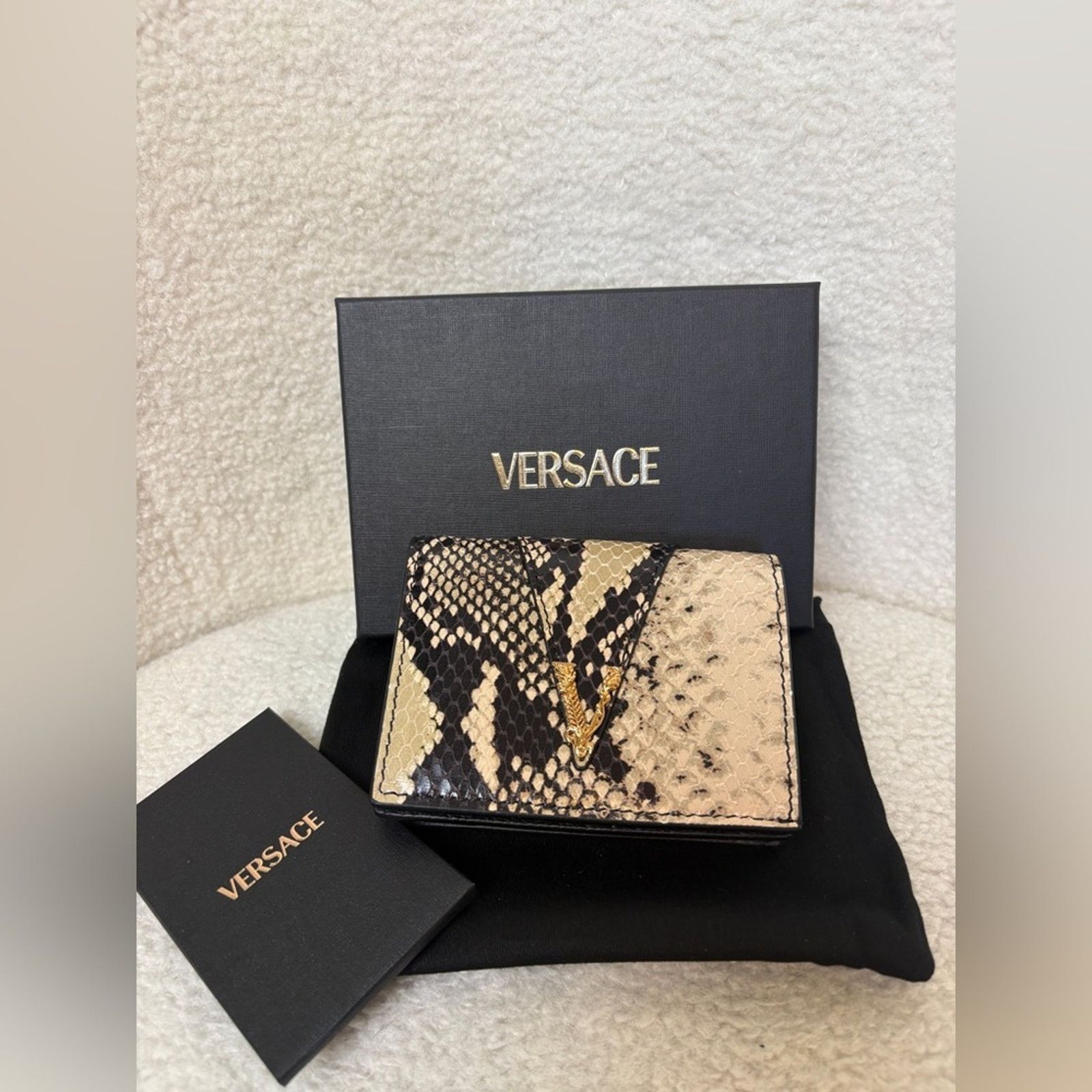 Versace Versace Black and Cream Snakeskin Wallet NWT Size ONE SIZE - 1 Thumbnail