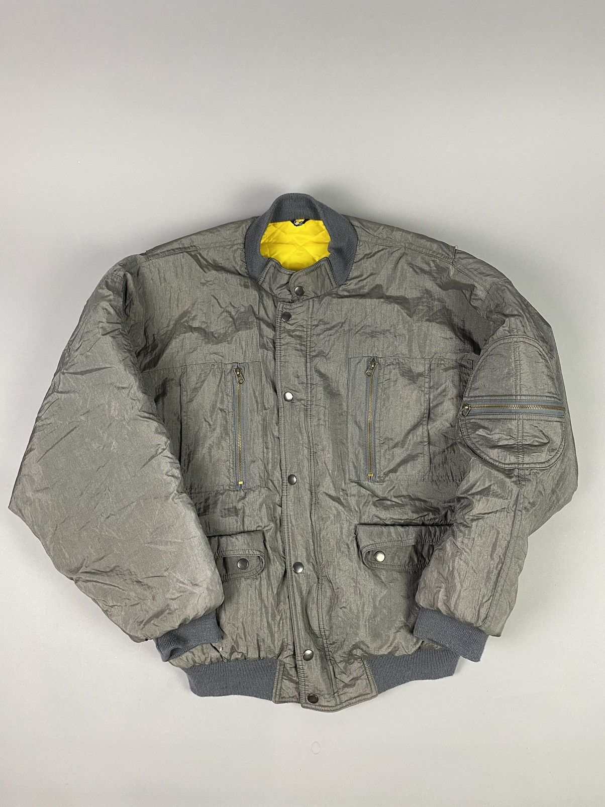 Vintage Vintage Quilted Nylon Bomber Jacket - Rare Yellow Lining Size US M / EU 48-50 / 2 - 1 Thumbnail