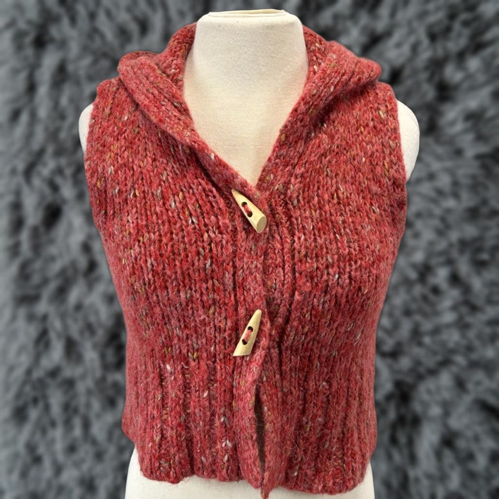 Zara VINTAGE Zara Knit Sweater Vest Hooded Women's Medium Red/Orange Cropped Alpaca Toggle Buttons Casual Knit Vest Women M Size M / US 6-8 / IT 42-44 - 1 Thumbnail