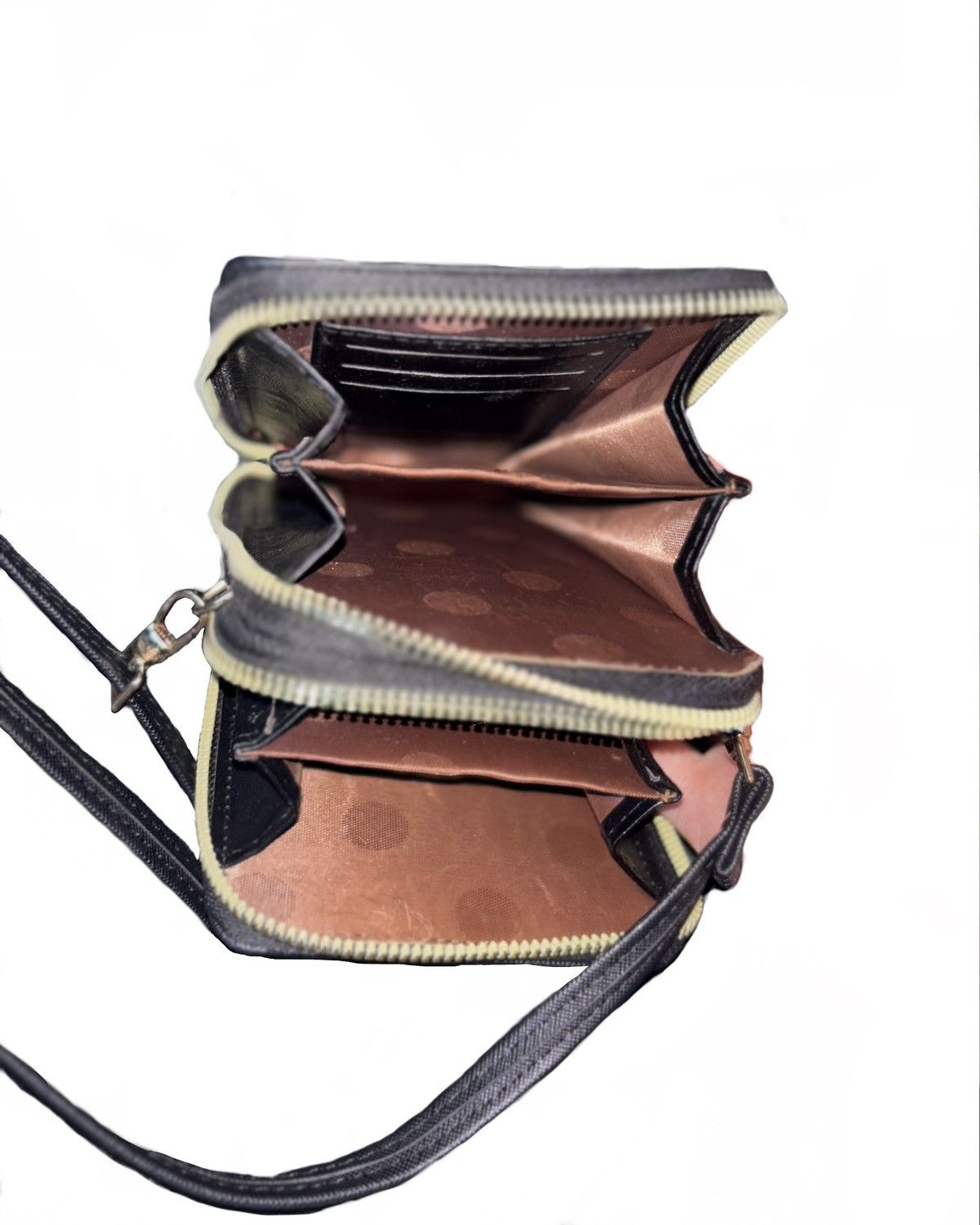 H&M Black Faux Leather Triple-Zip Crossbody Purse Gold Zip H&M Size ONE SIZE - 3 Thumbnail