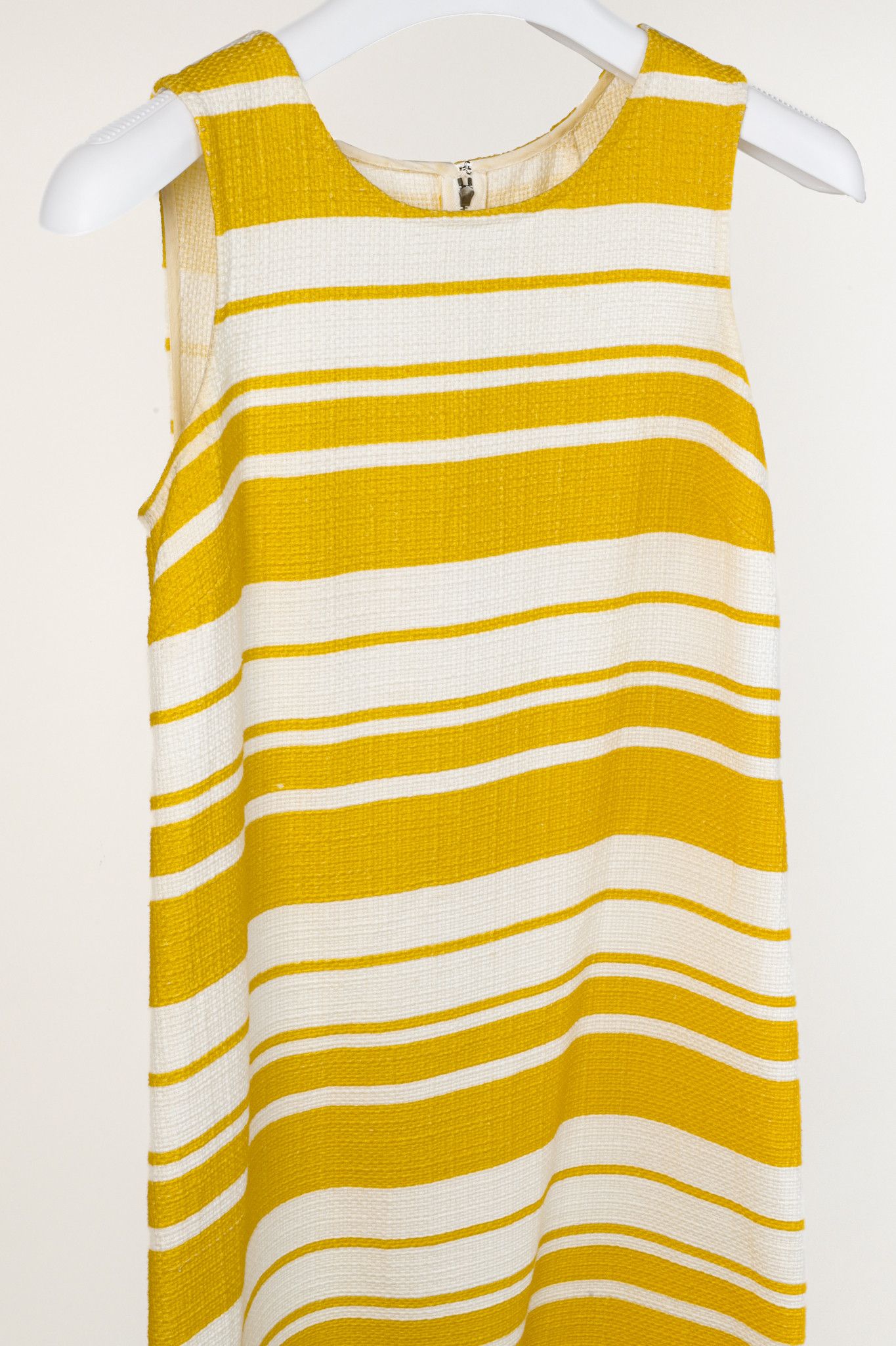 Dolce & Gabbana Dolce & Gabbana Yellow and White Striped Jacquard Mini Dress Size M / US 6-8 / IT 42-44 - 3 Thumbnail