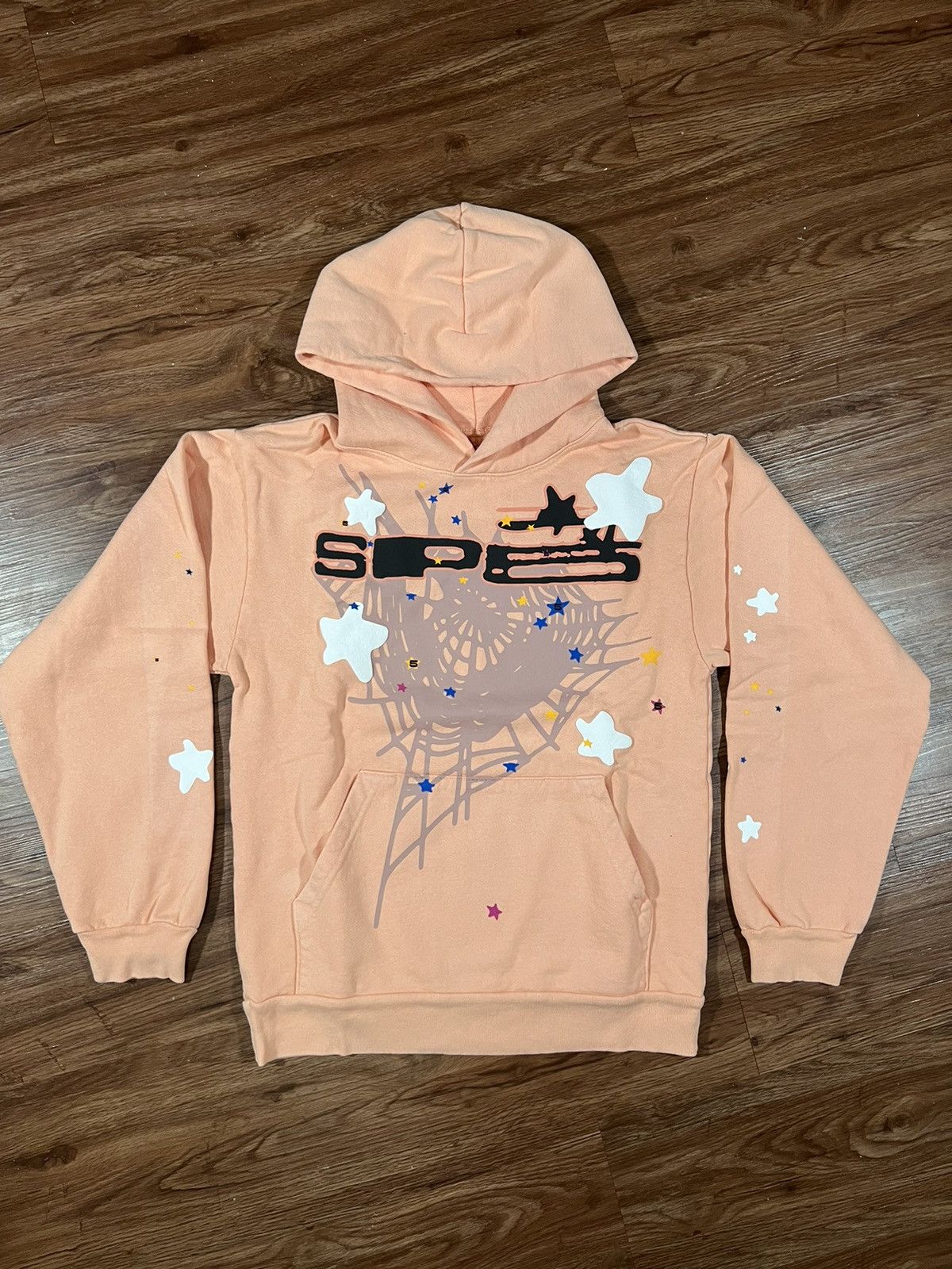 image of Spider Worldwide x Young Thug Sp5Der Spiderworldwide Sp5 Bellini Hoodie Peach, Men's (Size 2XL)