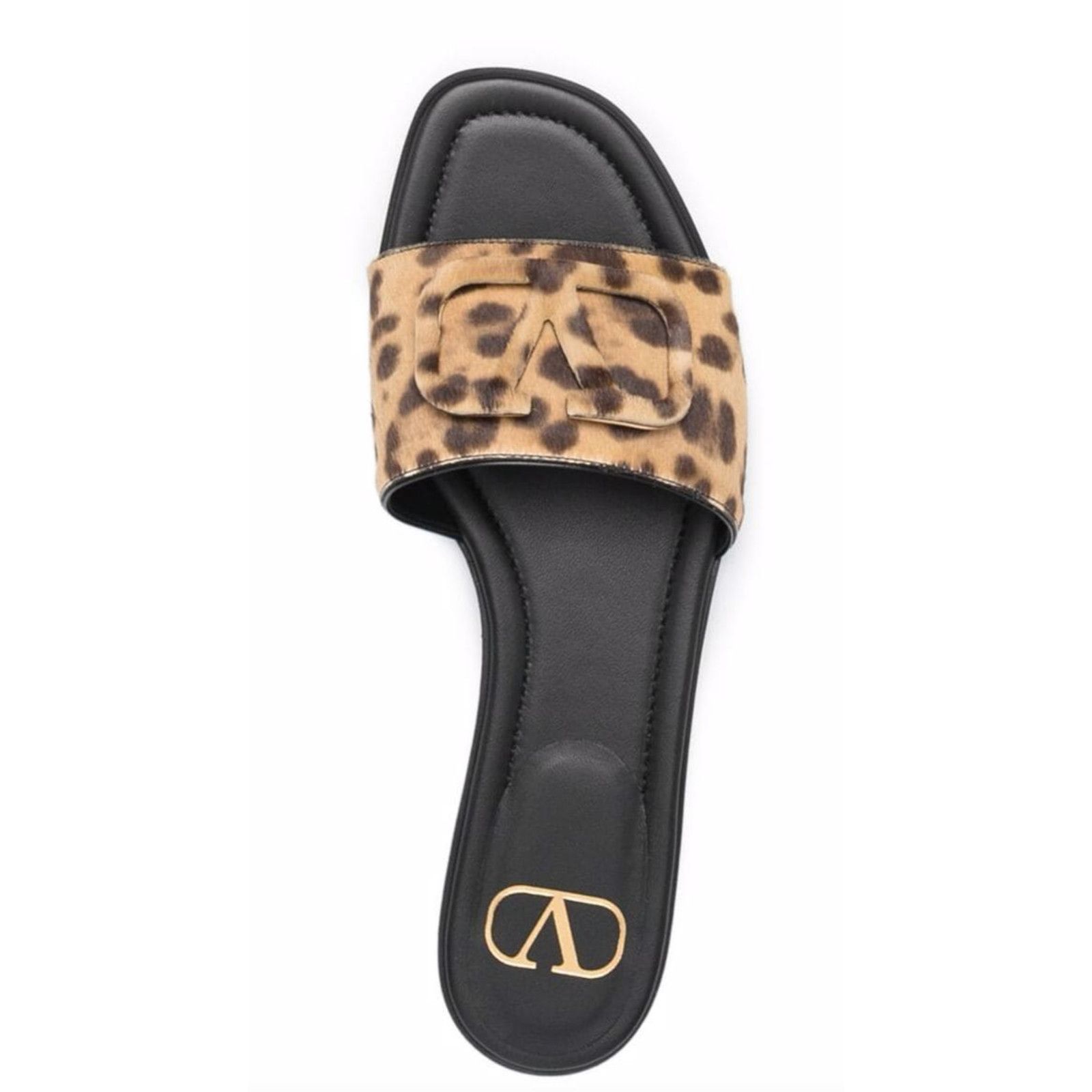 Valentino Valentino V Logo Leopard Black Brown Pony Fur Slides Mule Size US 6 / IT 36 - 6 Thumbnail
