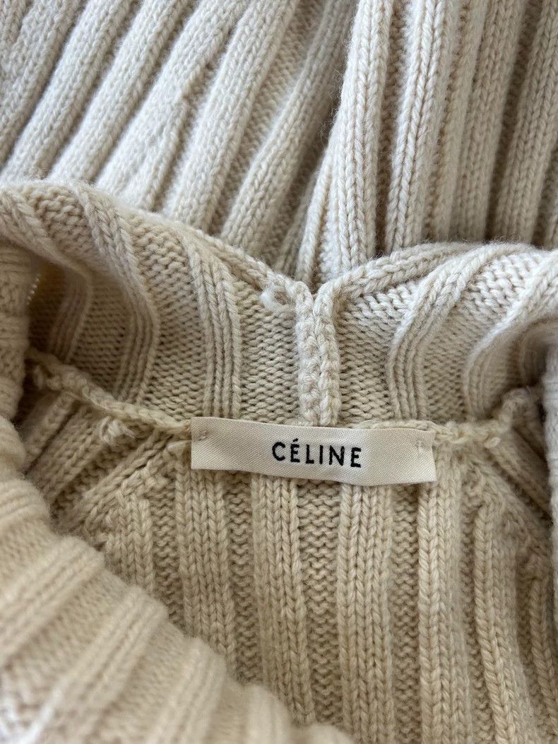 Celine Beige High Neck Knit Sweater with Red Stripe Size US XS / EU 42 / 0 - 5 Thumbnail