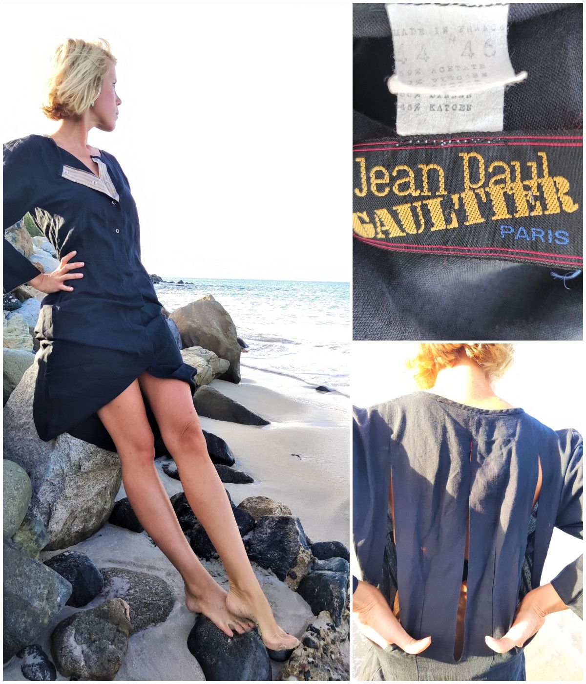 Jean Paul Gaultier 80's Open Back Cut-Out Back Slits Dress