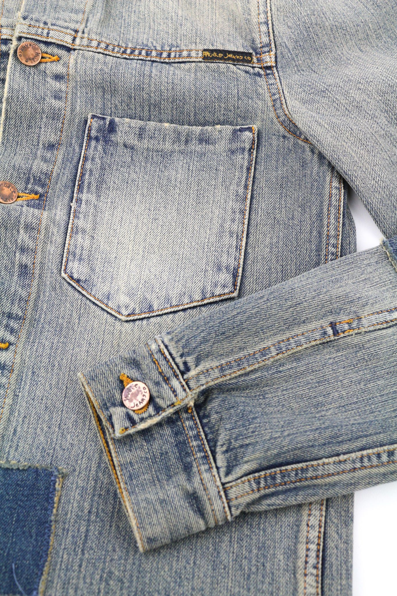Nudie Jeans RONNY PATCHES XS Blue Denim Polo Jacket 80358 Size US XS / EU 42 / 0 - 8 Thumbnail
