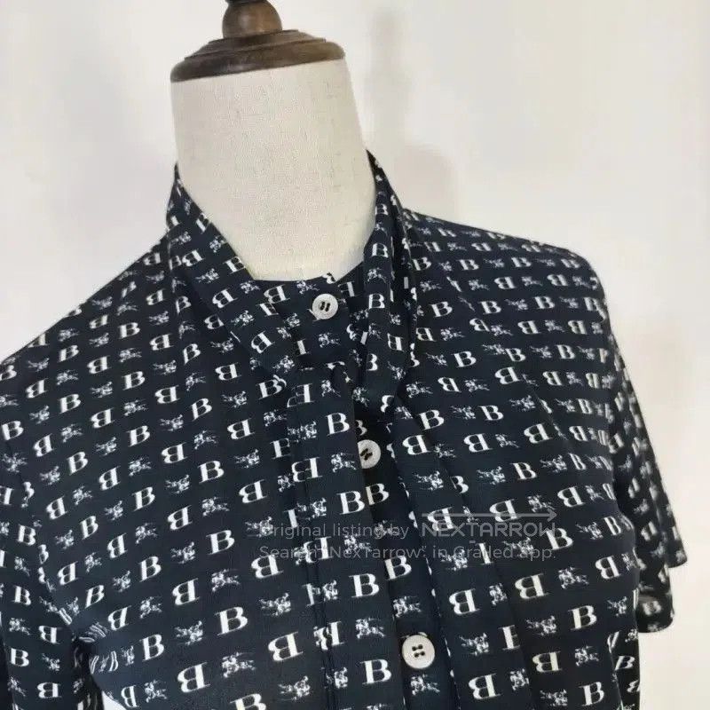 Burberry Burberry Summer Navy Blue Polyester Shirt. Size M / US 6-8 / IT 42-44 - 6 Thumbnail