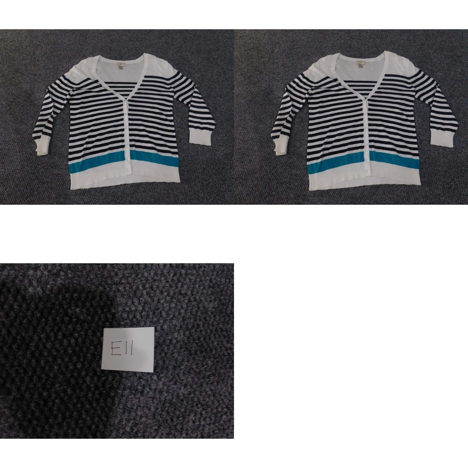 Loft **LOFT Women's Medium White Striped V-Neck Sweater** User: **LOFT Women's Medium White Striped V-Neck Cardigan** Size M / US 6-8 / IT 42-44 - 9 Thumbnail