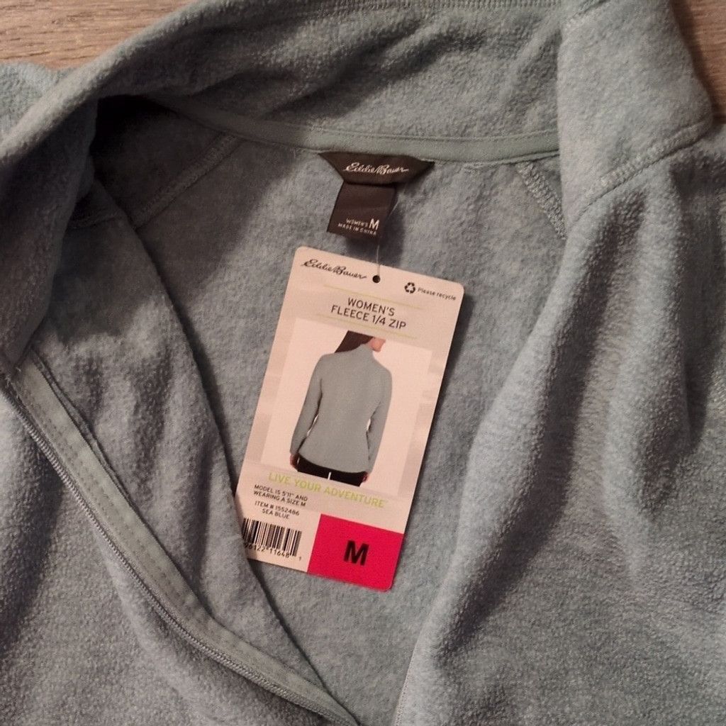 Eddie Bauer Eddie Bauer Sea Blue 1/4 Zip Fleece Pullover Size Medium Size M / US 6-8 / IT 42-44 - 4 Thumbnail