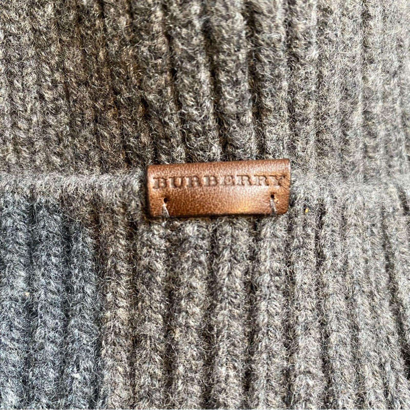 Burberry BURBERRY $340 Ribbed Gray Wool Cashmere Beanie Hat 56-61cm Size ONE SIZE - 3 Thumbnail
