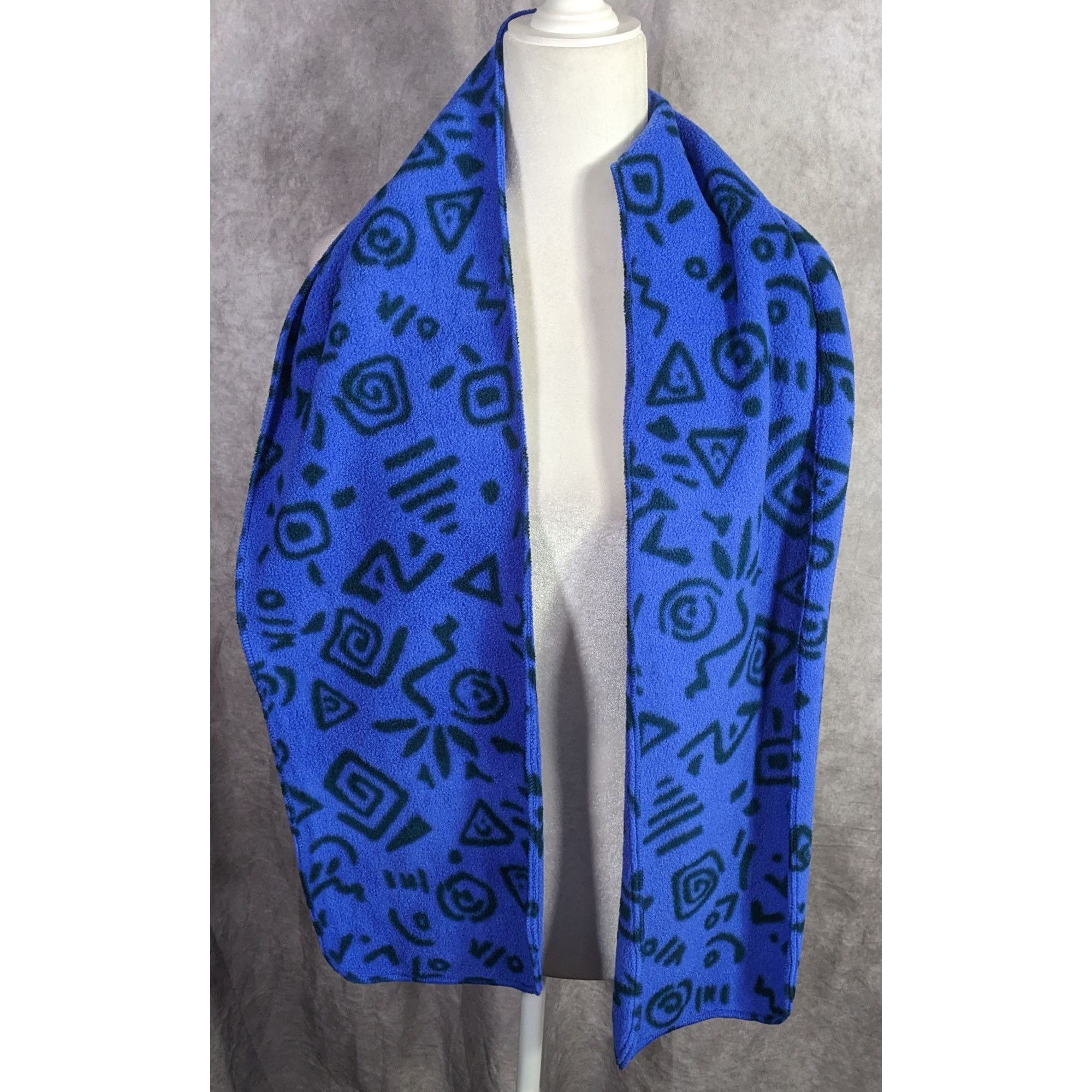 Other Vintage 90s Chinook Abstract Blue Fleece Scarf 68"x8" Warm & Size ONE SIZE - 9 Thumbnail