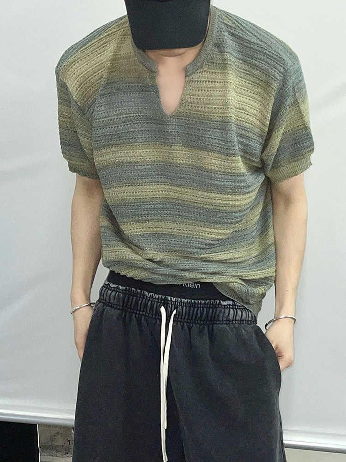 Vintage Green Striped Short Sleeve Shirt Size US M / EU 48-50 / 2 - 4 Thumbnail