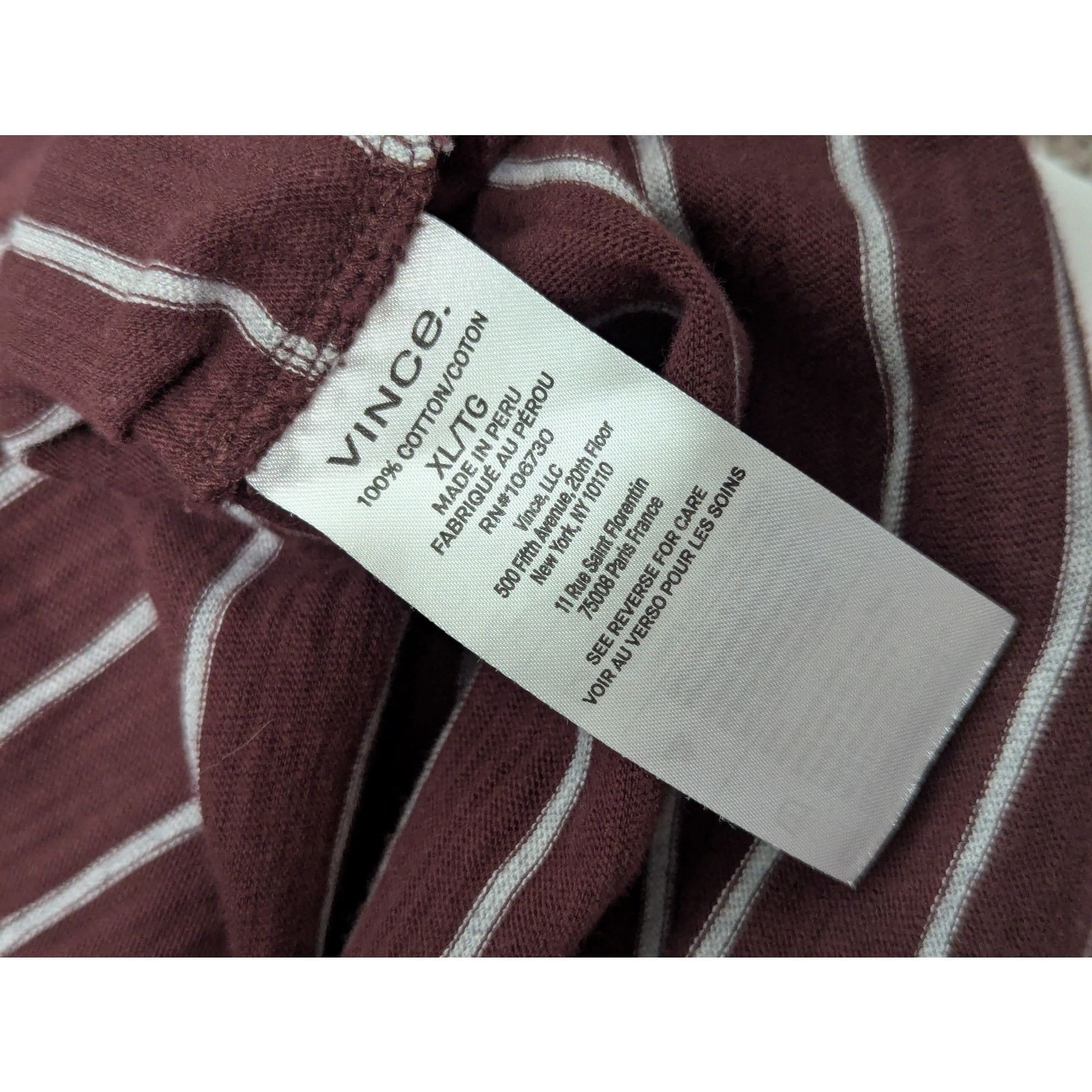 Vince Vince Fine Stripe Slub Cotton Hoodie Brown Gray Maroon XL Size US XL / EU 56 / 4 - 5 Thumbnail