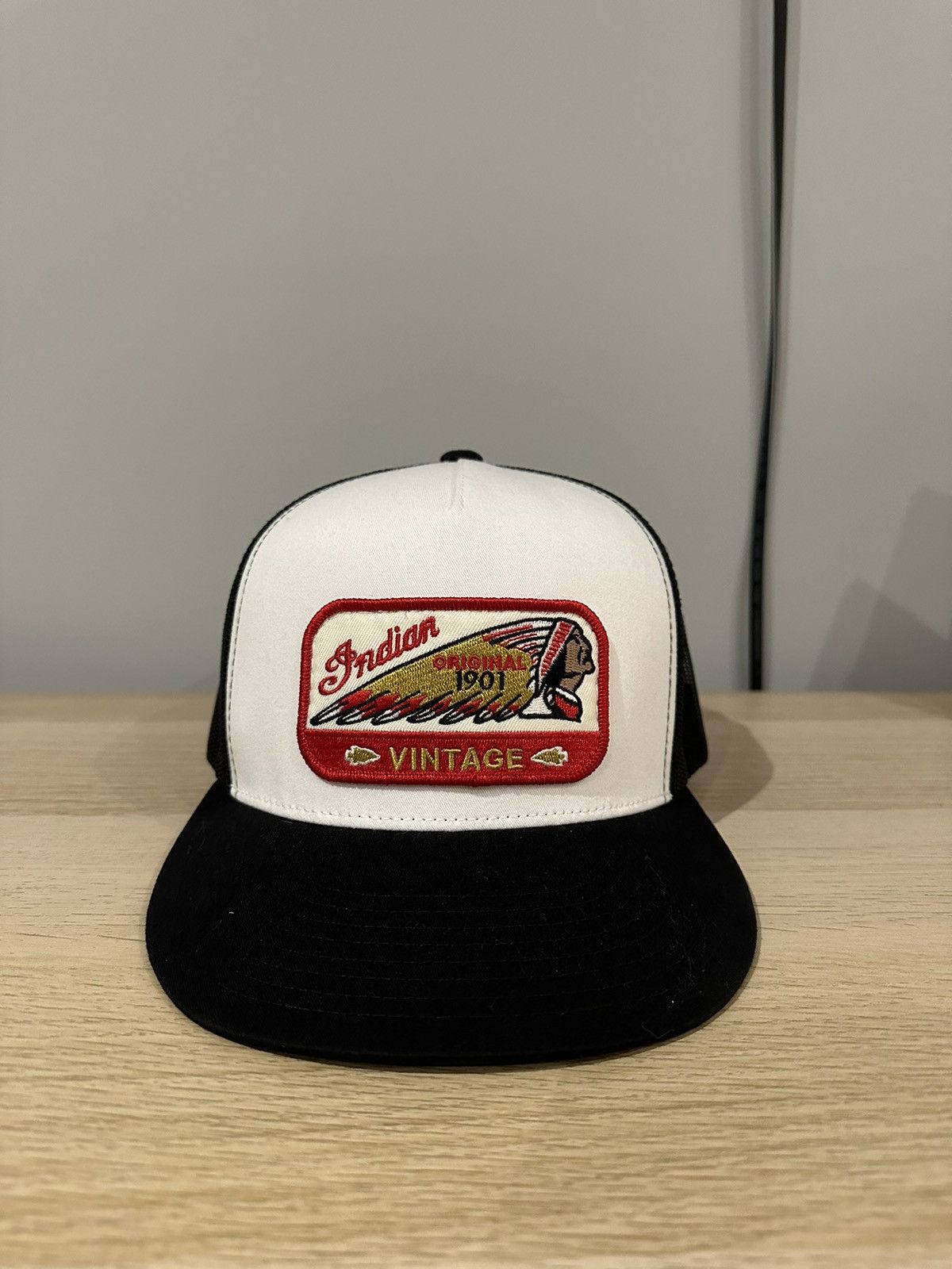 Indian Motorcycle × Vintage Vintage Indian Motorbike Trucker Hat Size ONE SIZE - 3 Thumbnail