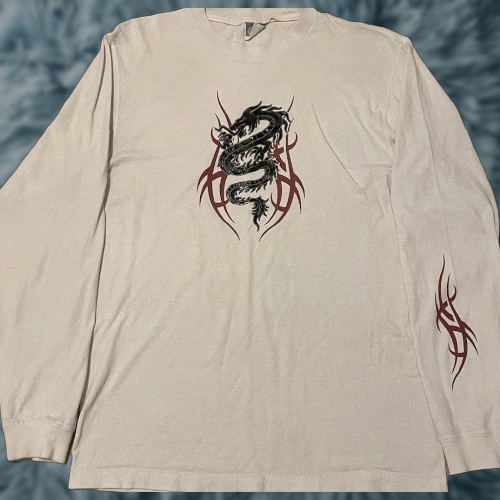 Vintage Vtg Dragon Flames Faded Shirt L Grunge Skate Surf Biker Fire Jnco 90s Y2K Size US L / EU 52-54 / 3 - 1 Thumbnail