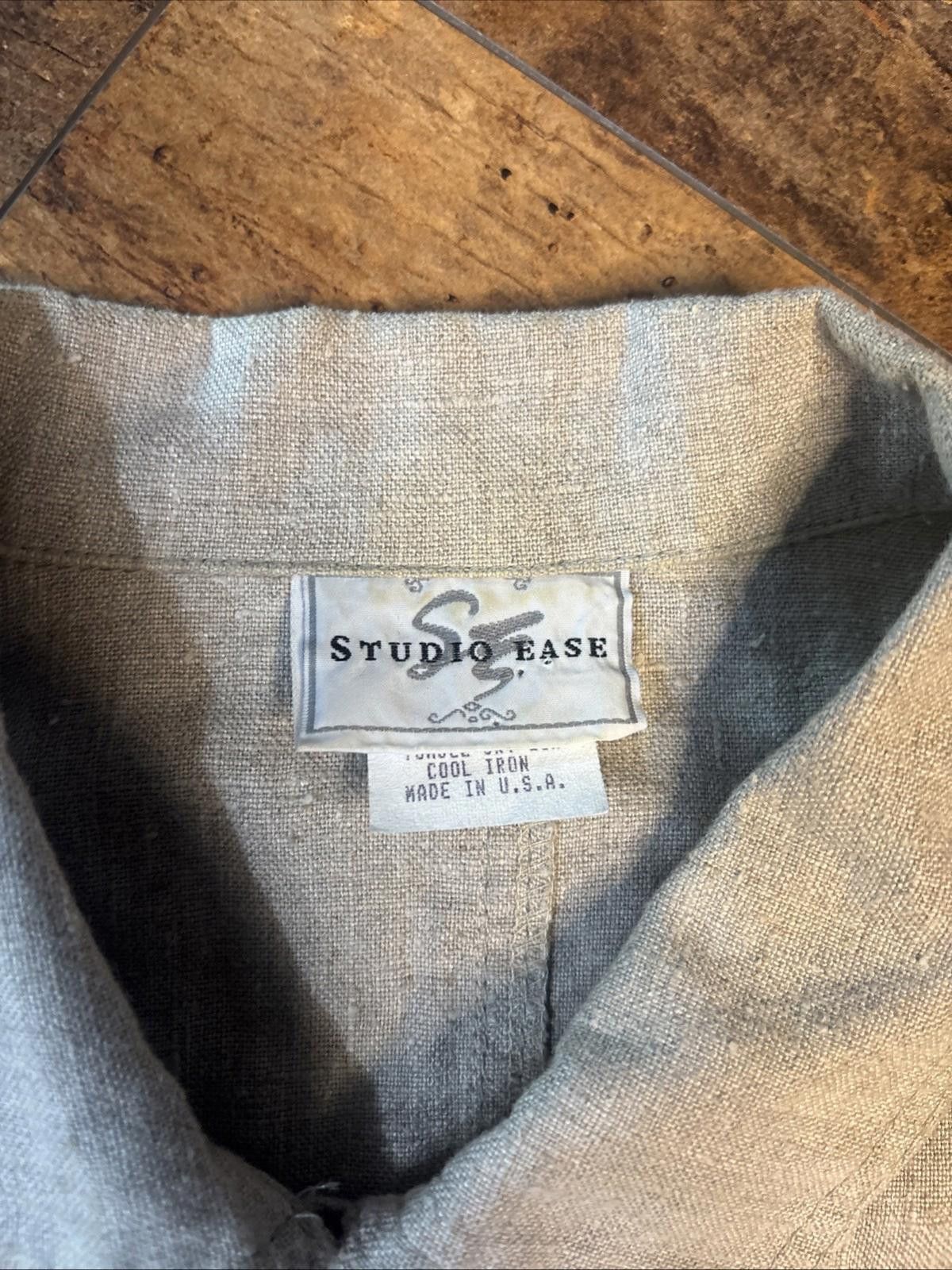 Other Studio Ease Linen Button Down Boxy Jacket Cropped Top Summer Size L / US 10 / IT 46 - 3 Thumbnail