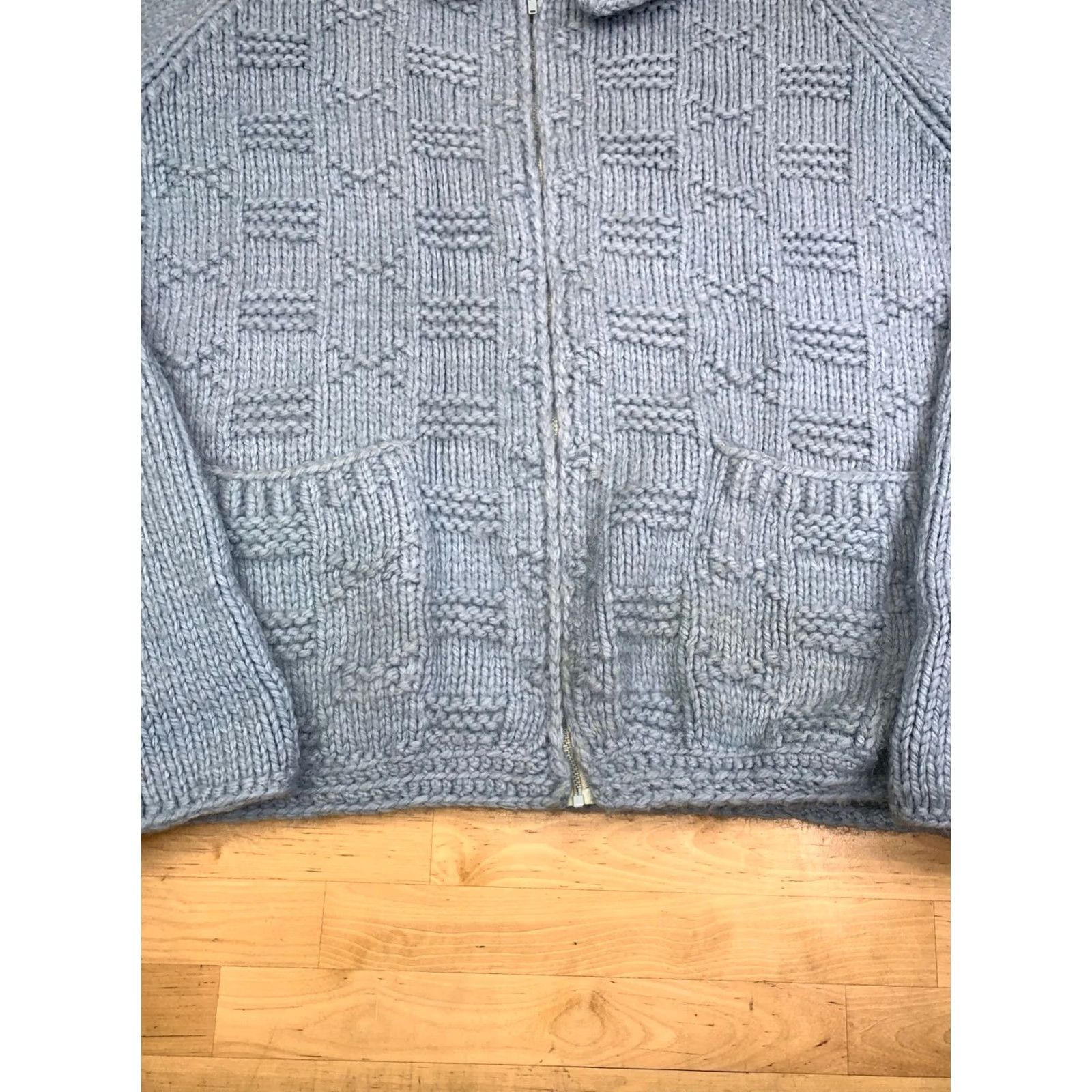Vintage VINTAGE Knitted Zip Up Jacket Women M Blue Casual Pockets Size M / US 6-8 / IT 42-44 - 3 Thumbnail
