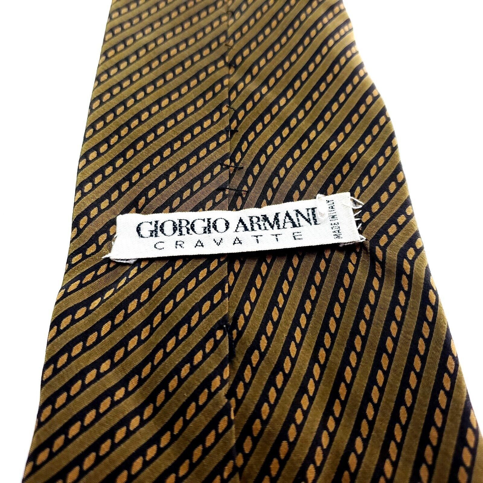 Giorgio Armani Giorgio Armani Brown Silk Tie Woven Short Regimental Striped Size ONE SIZE - 5 Thumbnail