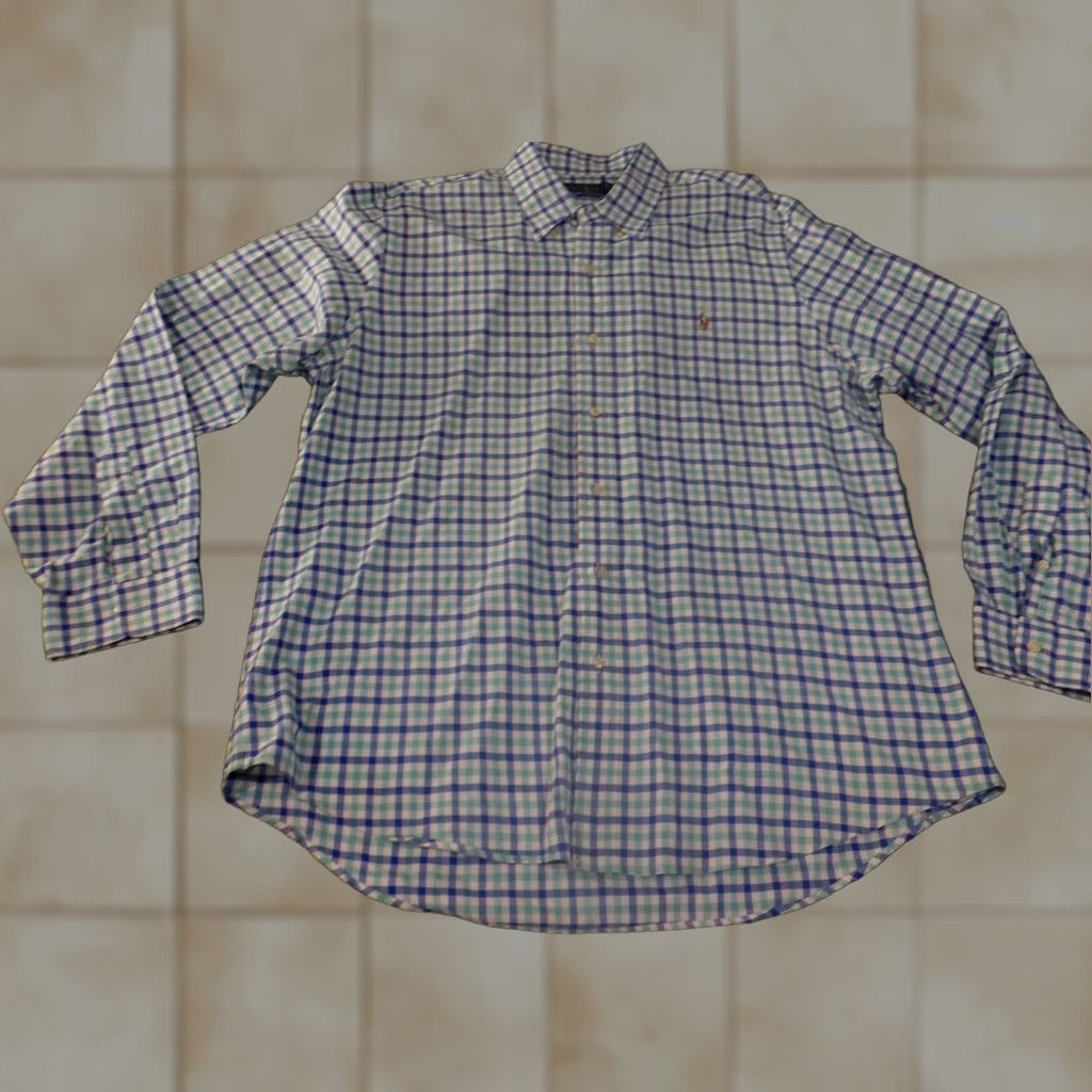 Ralph Lauren Ralph Lauren Mens Shirt XL plaid button-up casual preppy blue pink mulberry? Size US XL / EU 56 / 4 - 1 Thumbnail