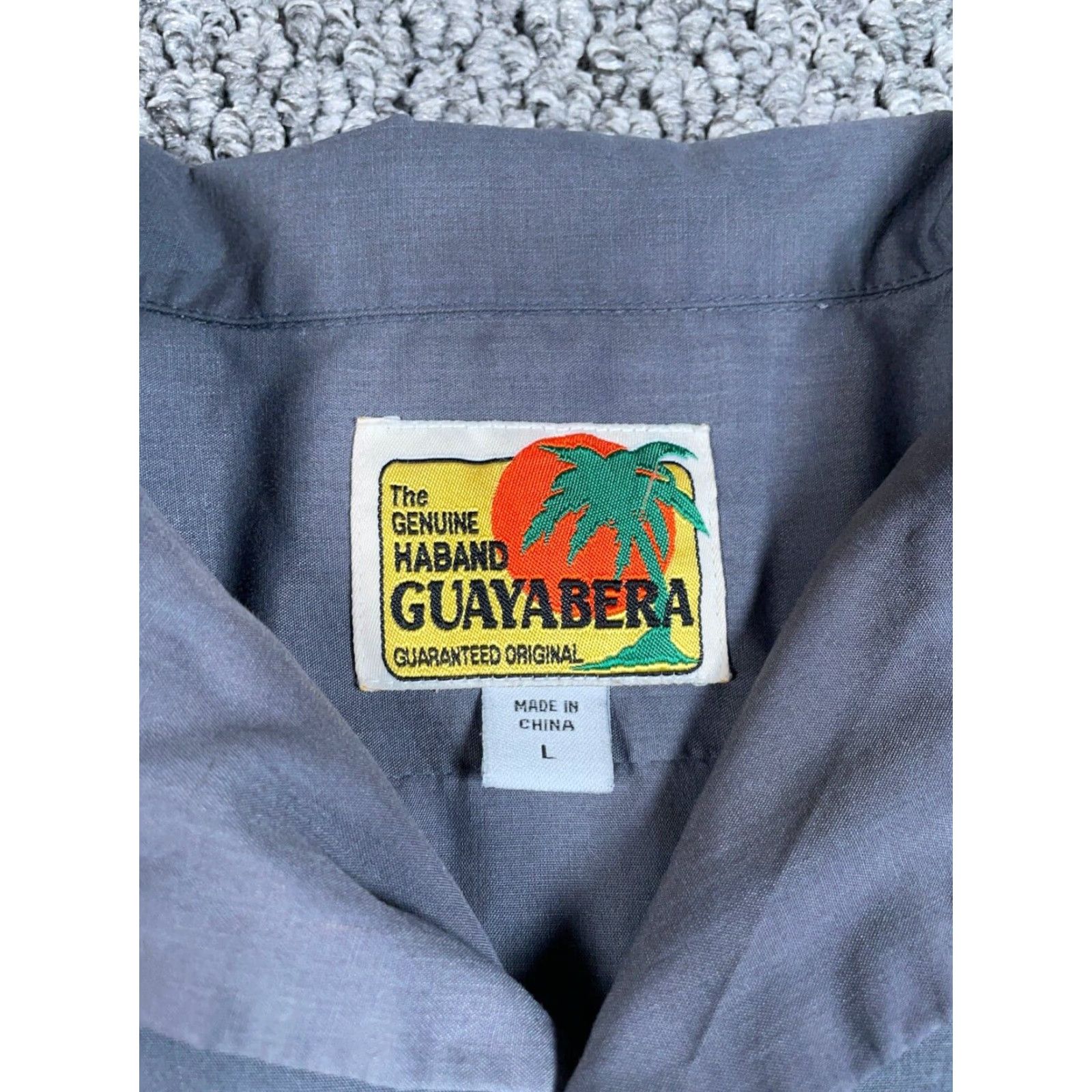 Haband VINTAGE Haband Guayabera Shirt Four-Pocket Button-Up Adult Large Gray/Gray Pocketed 80s 90s Retro Casual Mens Size US L / EU 52-54 / 3 - 3 Thumbnail